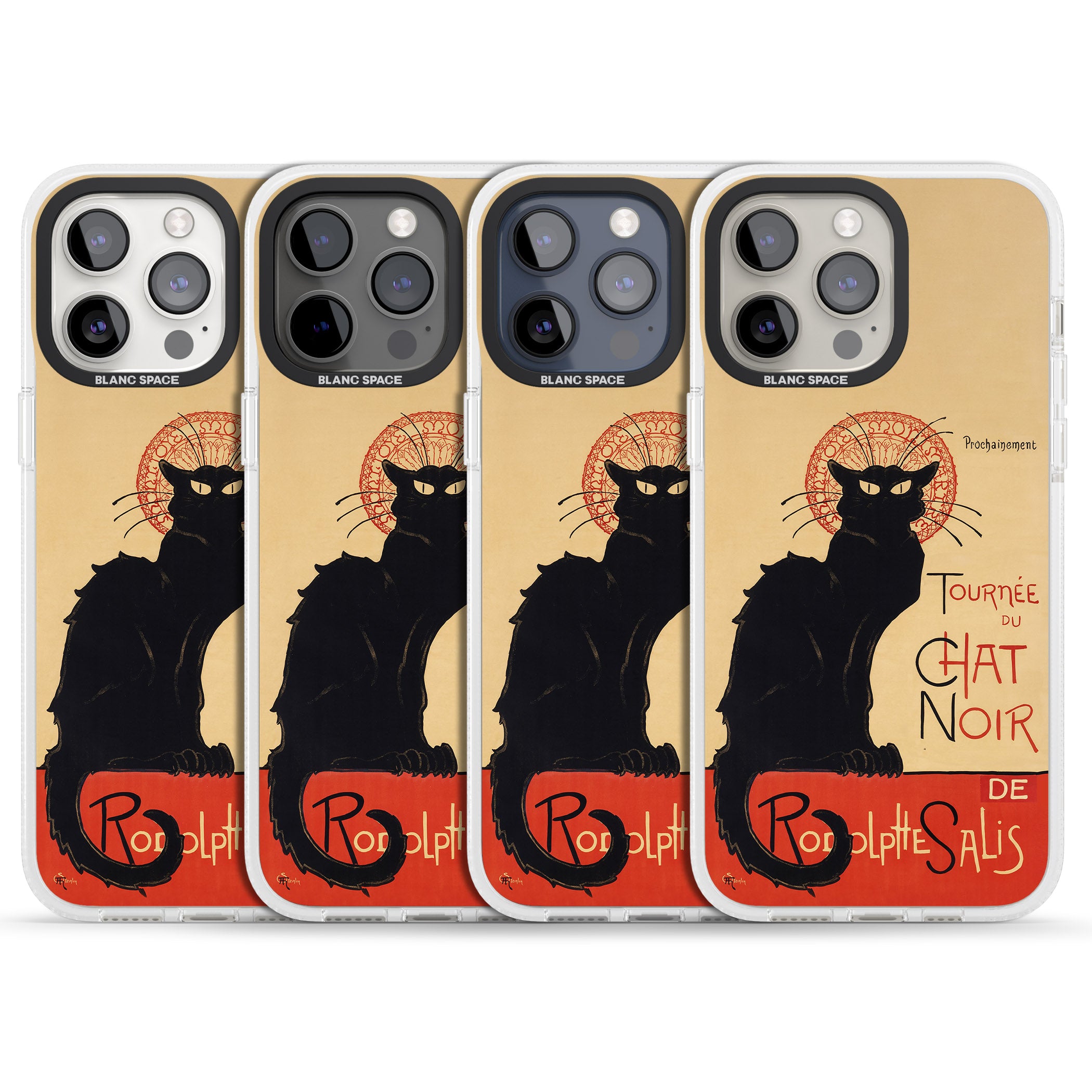 Tournee du Chat Noir Poster iPhone 15 Pro Max / 15 Pro / 14 Pro Max / 14 Pro / 13 Pro Clear Case Impact Air - Blanc Space