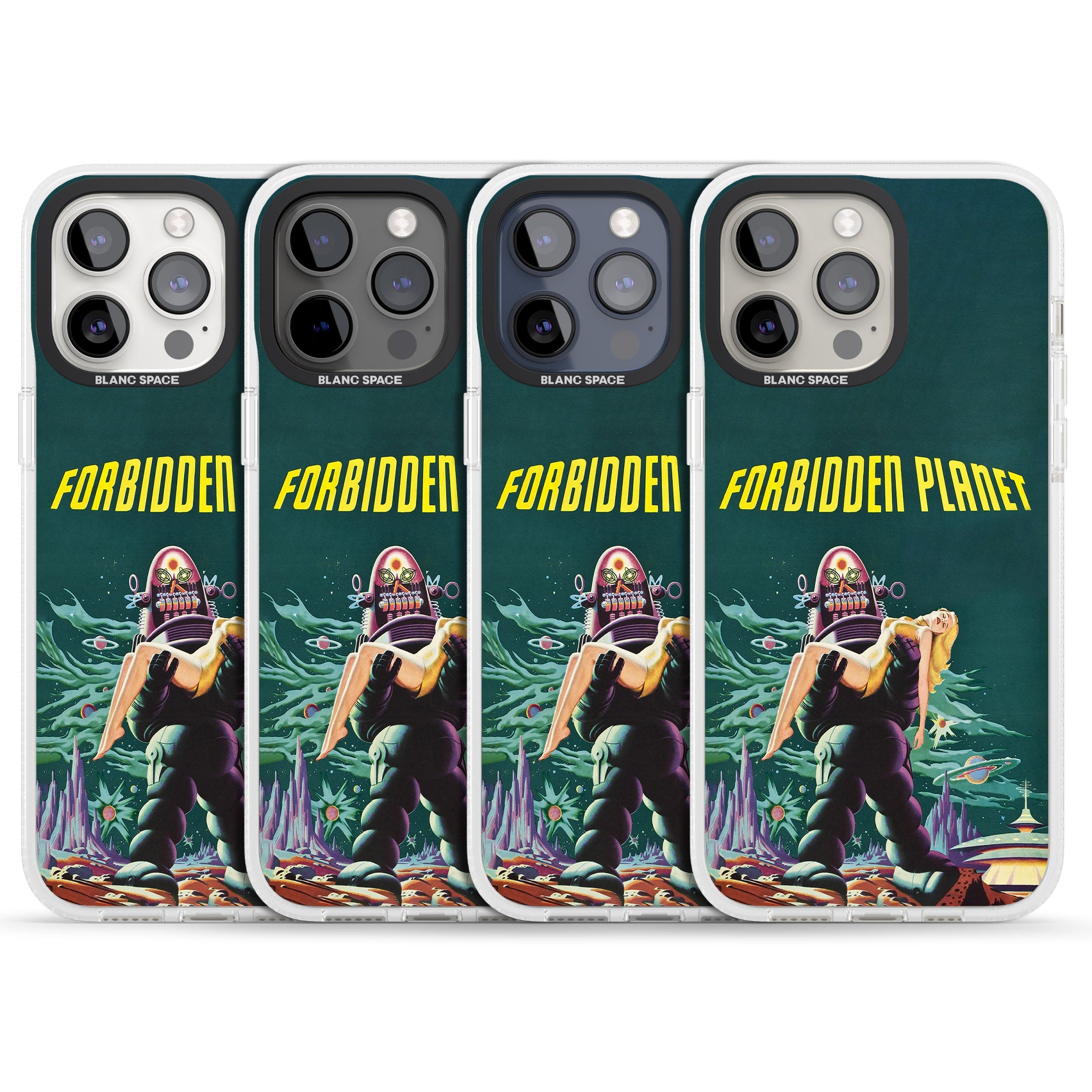 Forbidden Planet Poster iPhone 15 Pro Max / 15 Pro / 14 Pro Max / 14 Pro / 13 Pro Clear Case Impact Air - Blanc Space