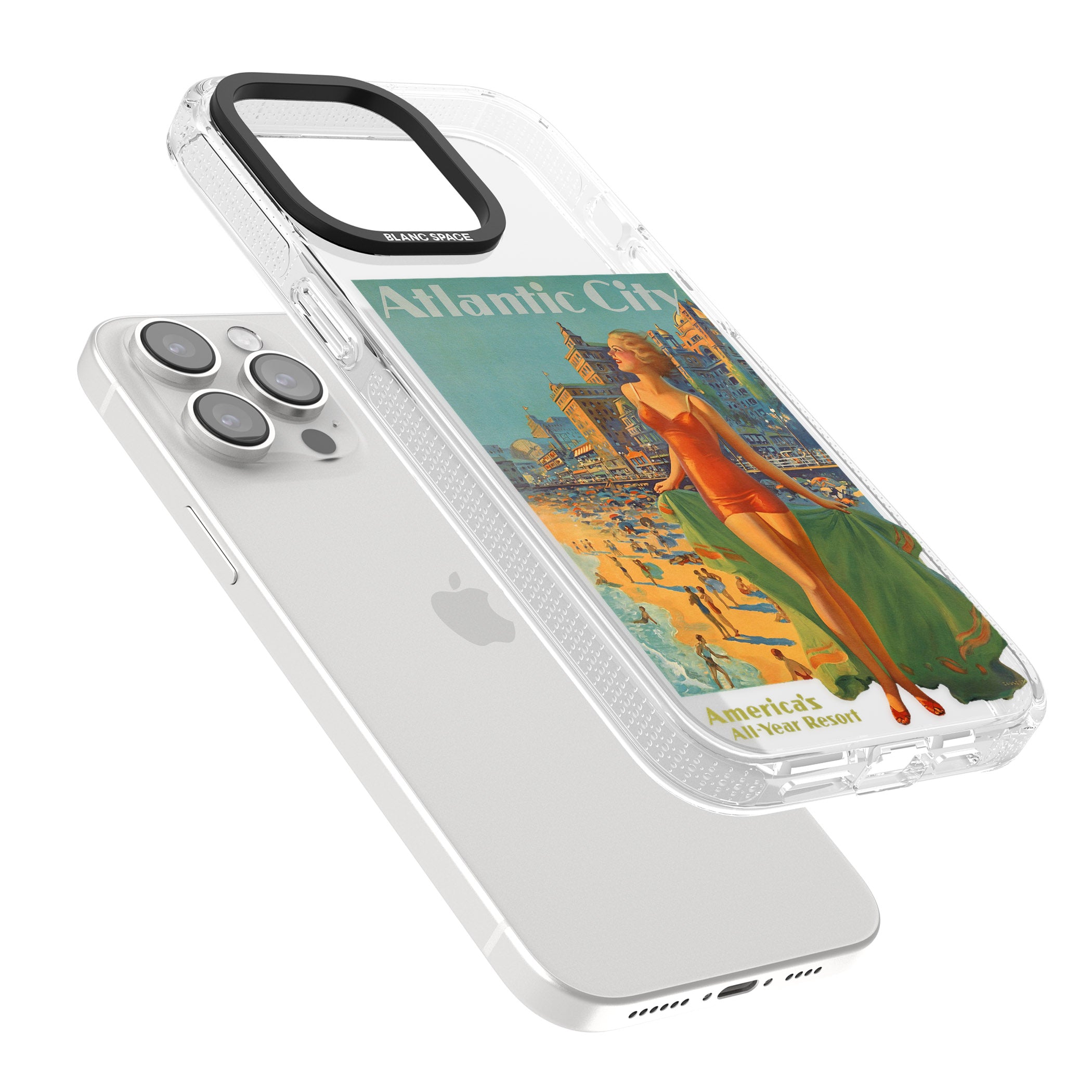 Atlantic City Vacation Poster iPhone 15 Pro Max / 15 Pro / 14 Pro Max / 14 Pro / 13 Pro Clear Case Impact Air - Blanc Space