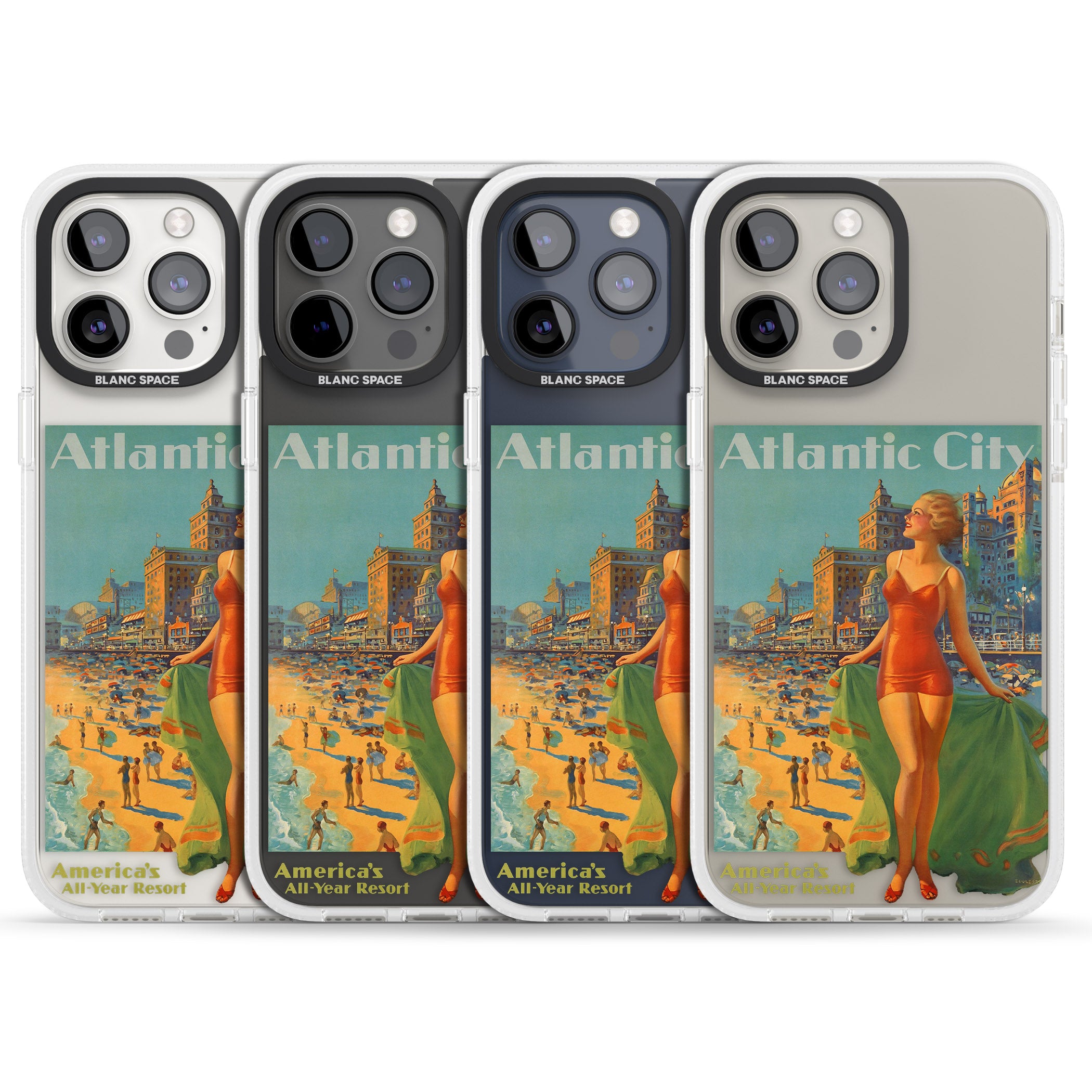 Atlantic City Vacation Poster iPhone 15 Pro Max / 15 Pro / 14 Pro Max / 14 Pro / 13 Pro Clear Case Impact Air - Blanc Space