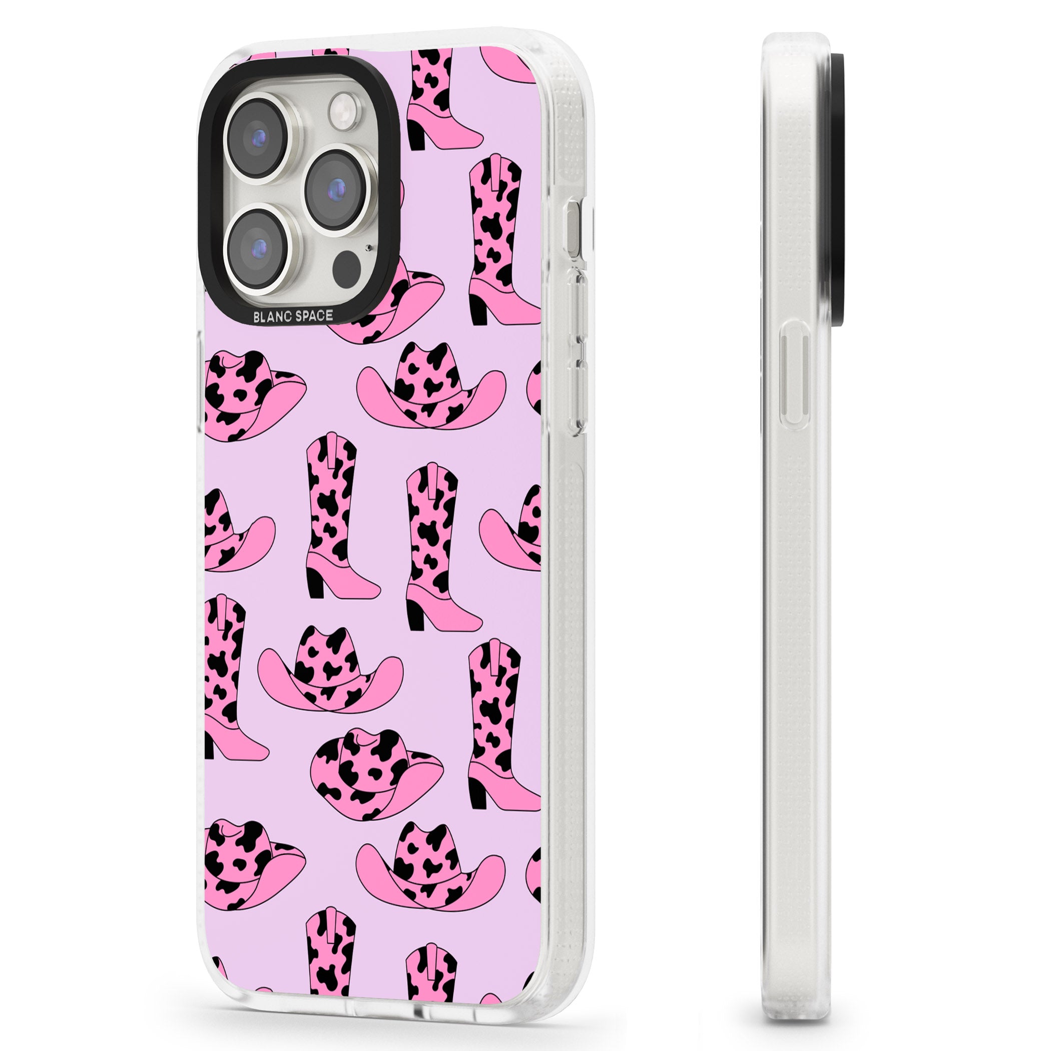 Cow-Girl Pattern iPhone 15 Pro Max / 15 Pro / 14 Pro Max / 14 Pro / 13 Pro Clear Case Impact Air - Blanc Space