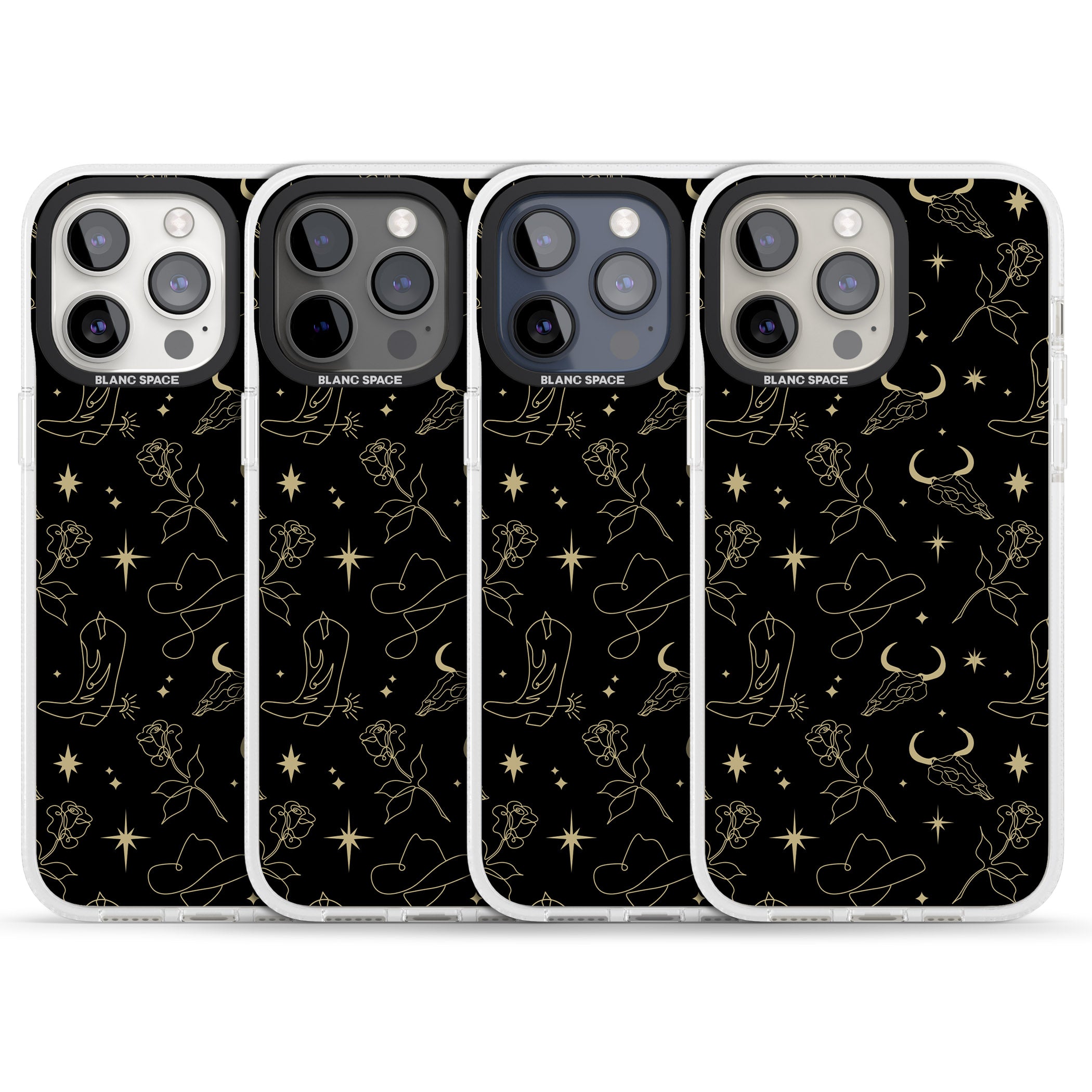Celestial West Pattern iPhone 15 Pro Max / 15 Pro / 14 Pro Max / 14 Pro / 13 Pro Clear Case Impact Air - Blanc Space