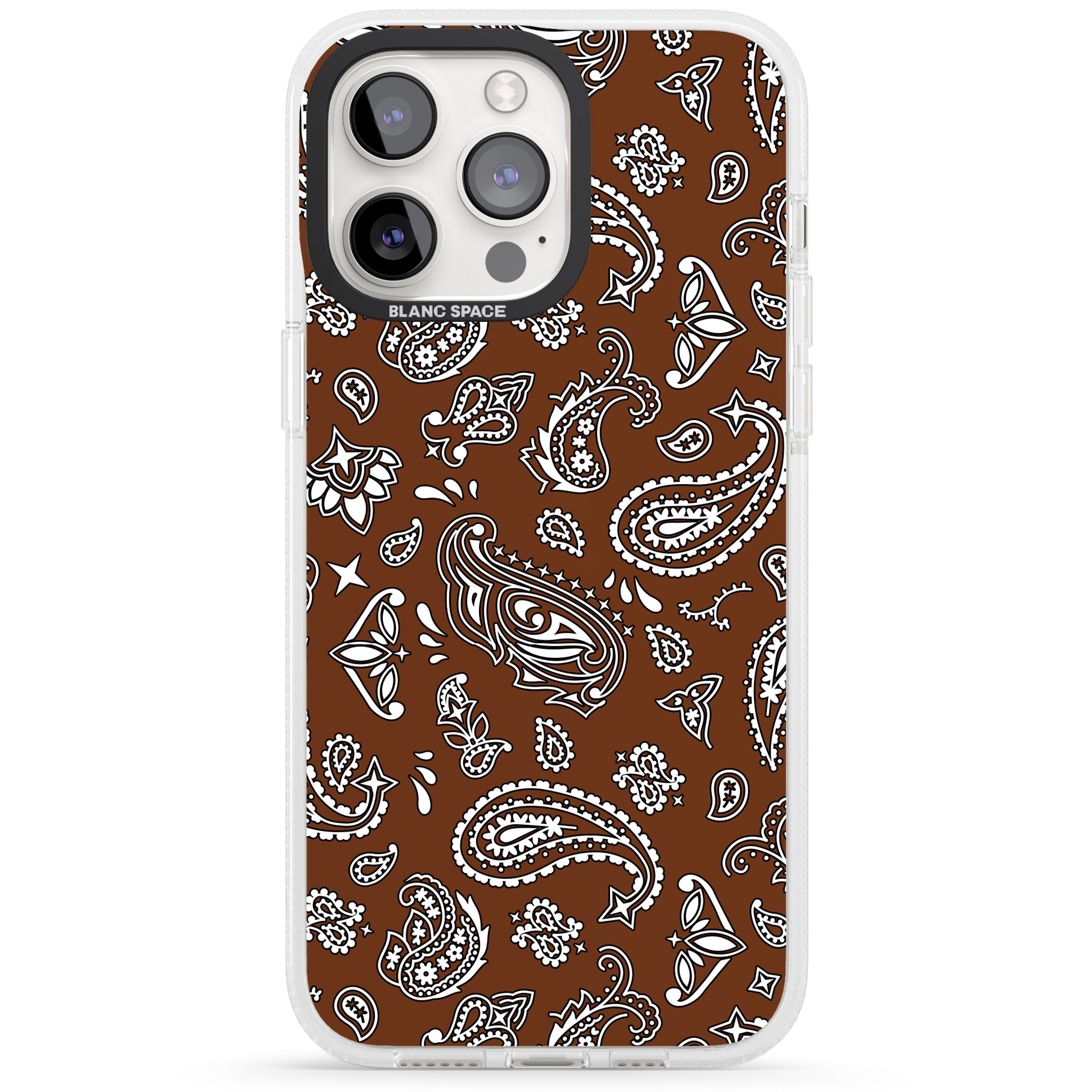 Brown Bandana iPhone 15 Pro Max / 15 Pro / 14 Pro Max / 14 Pro / 13 Pro Clear Case Impact Air - Blanc Space