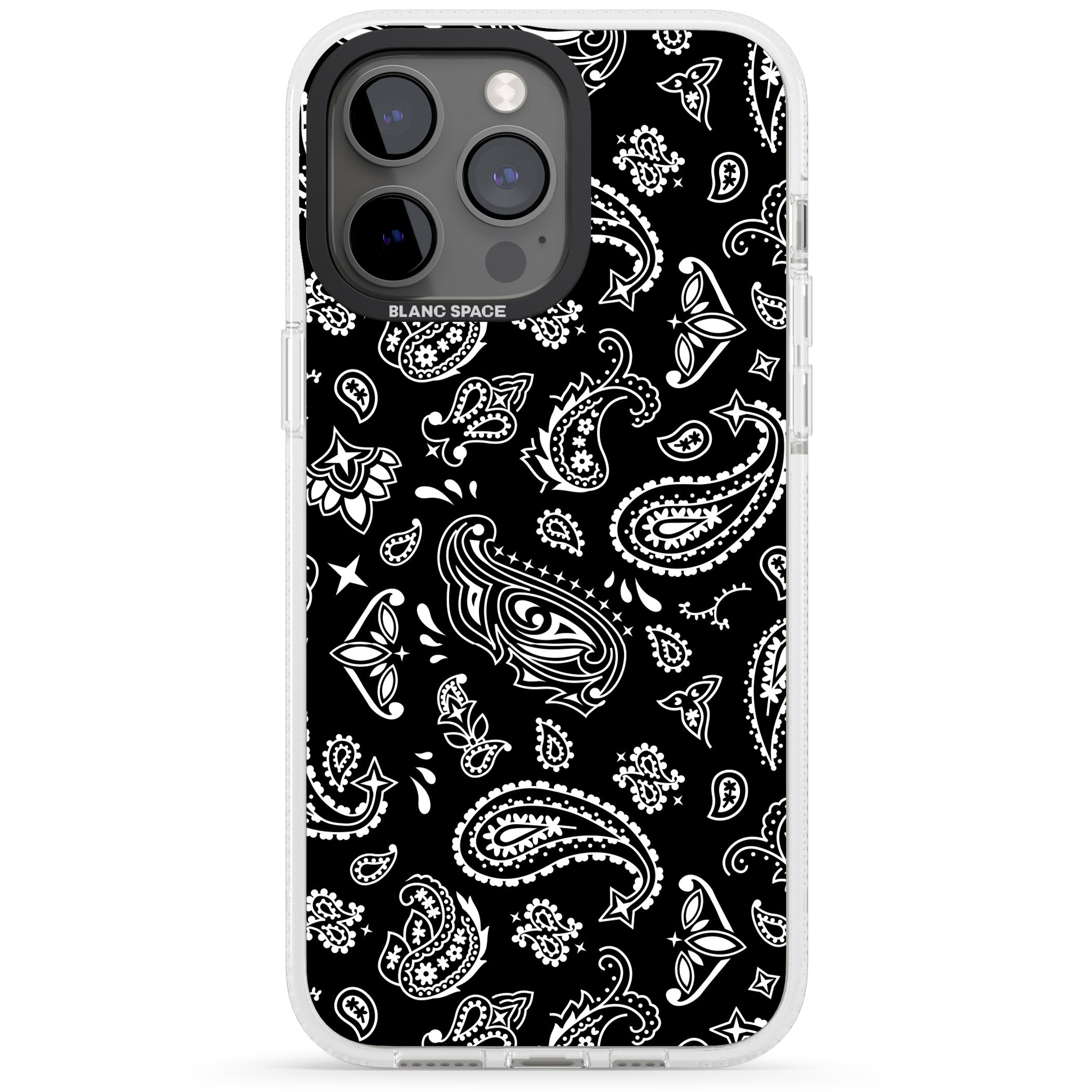Black Bandana iPhone 15 Pro Max / 15 Pro / 14 Pro Max / 14 Pro / 13 Pro Clear Case Impact Air - Blanc Space