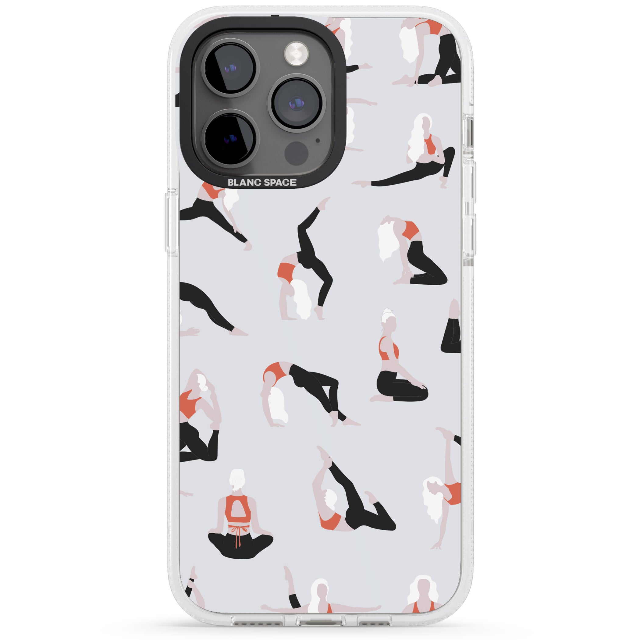 Yoga Poses iPhone 15 Pro Max / 15 Pro / 14 Pro Max / 14 Pro / 13 Pro Clear Case Impact Air - Blanc Space