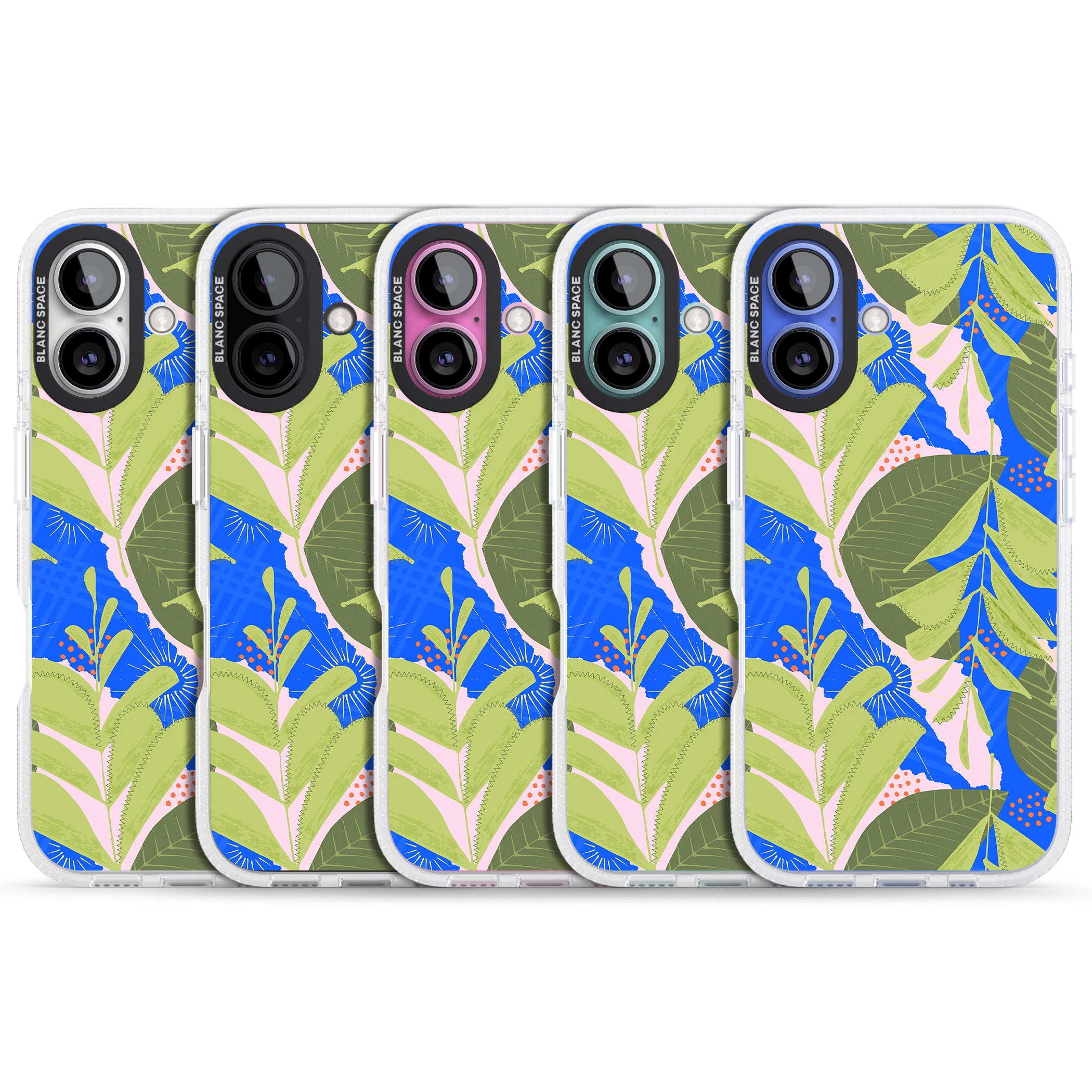 Fern Leaves Abstract Pattern iPhone 16 / 16 Plus Clear Case Impact Air - Blanc Space