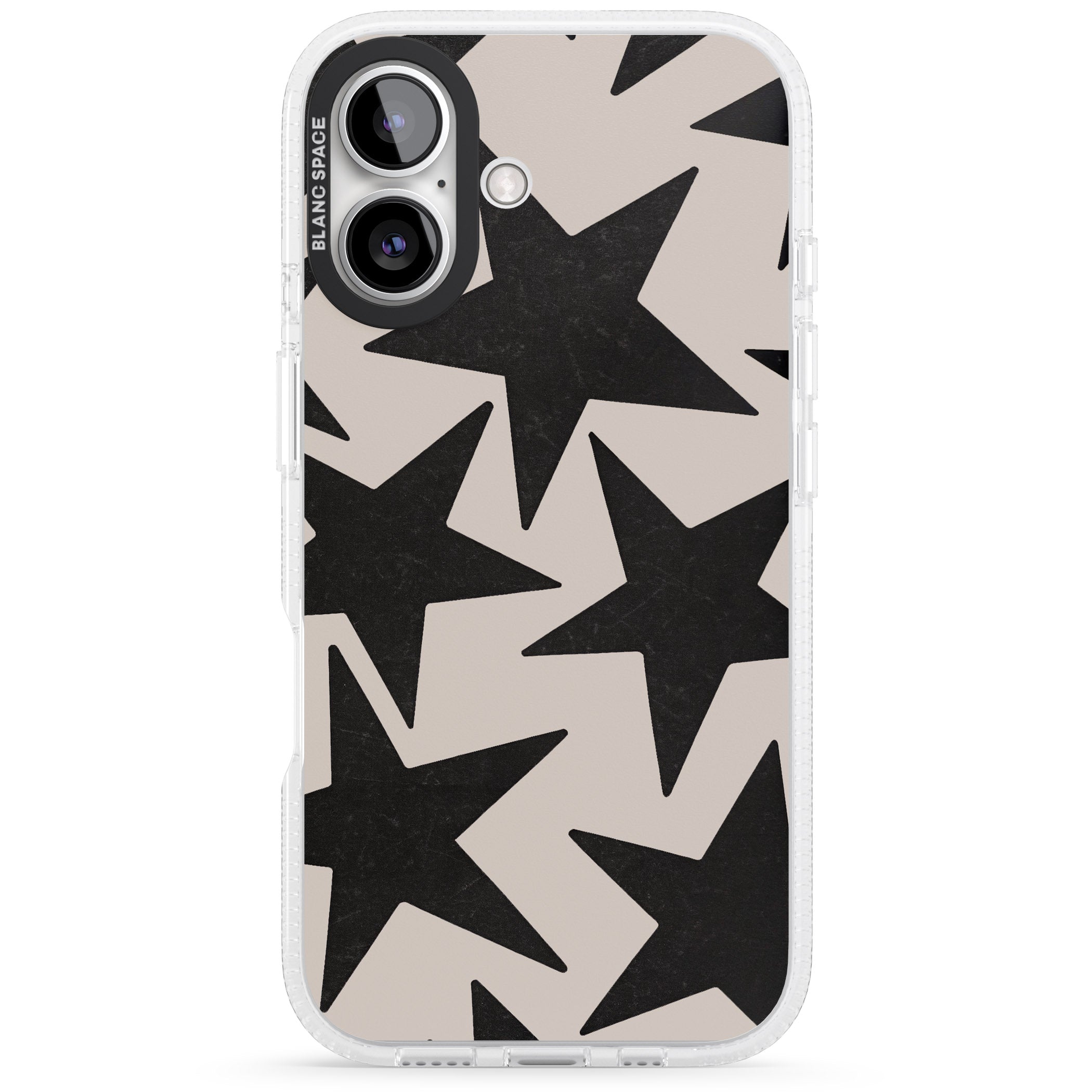 Black Superstars iPhone 16 / 16 Plus Clear Case Impact Air - Blanc Space