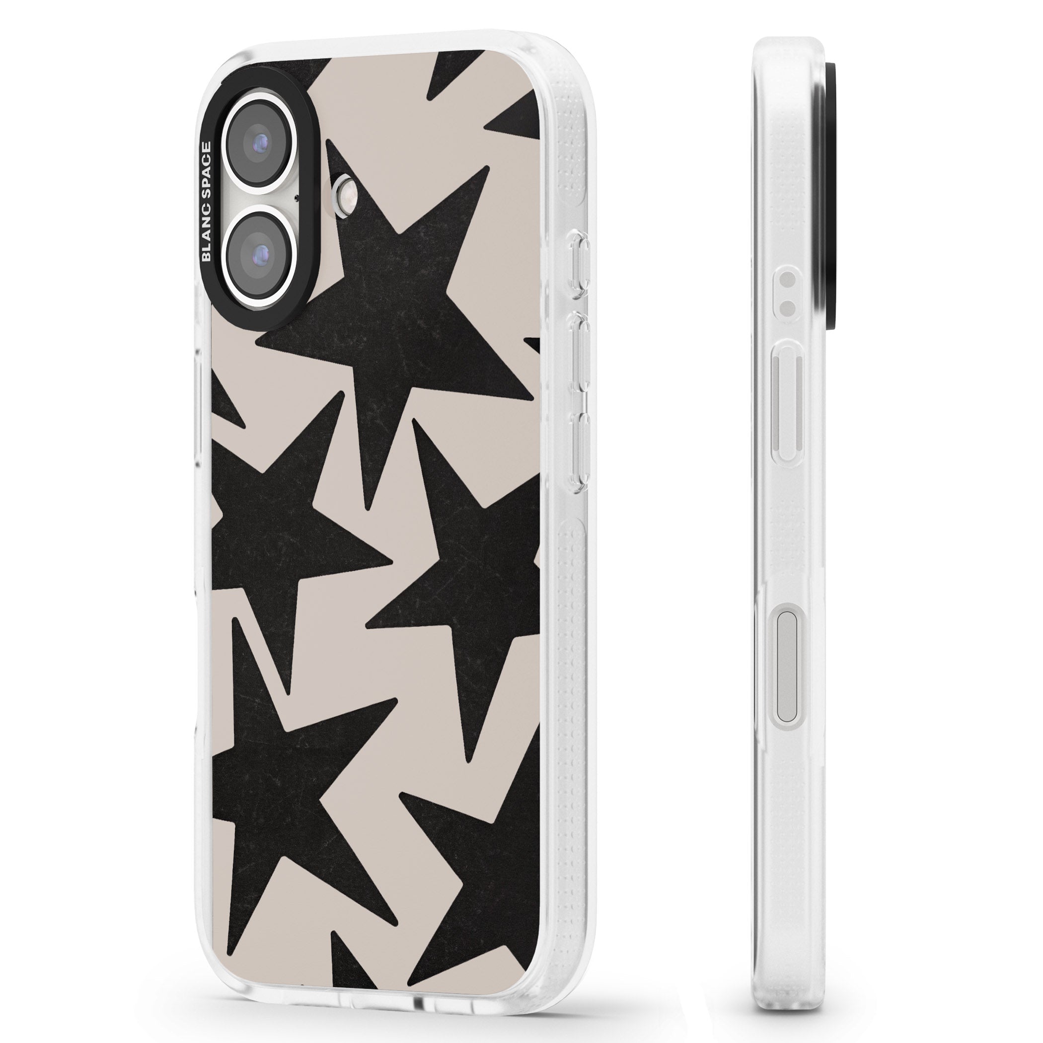 Black Superstars iPhone 16 / 16 Plus Clear Case Impact Air - Blanc Space