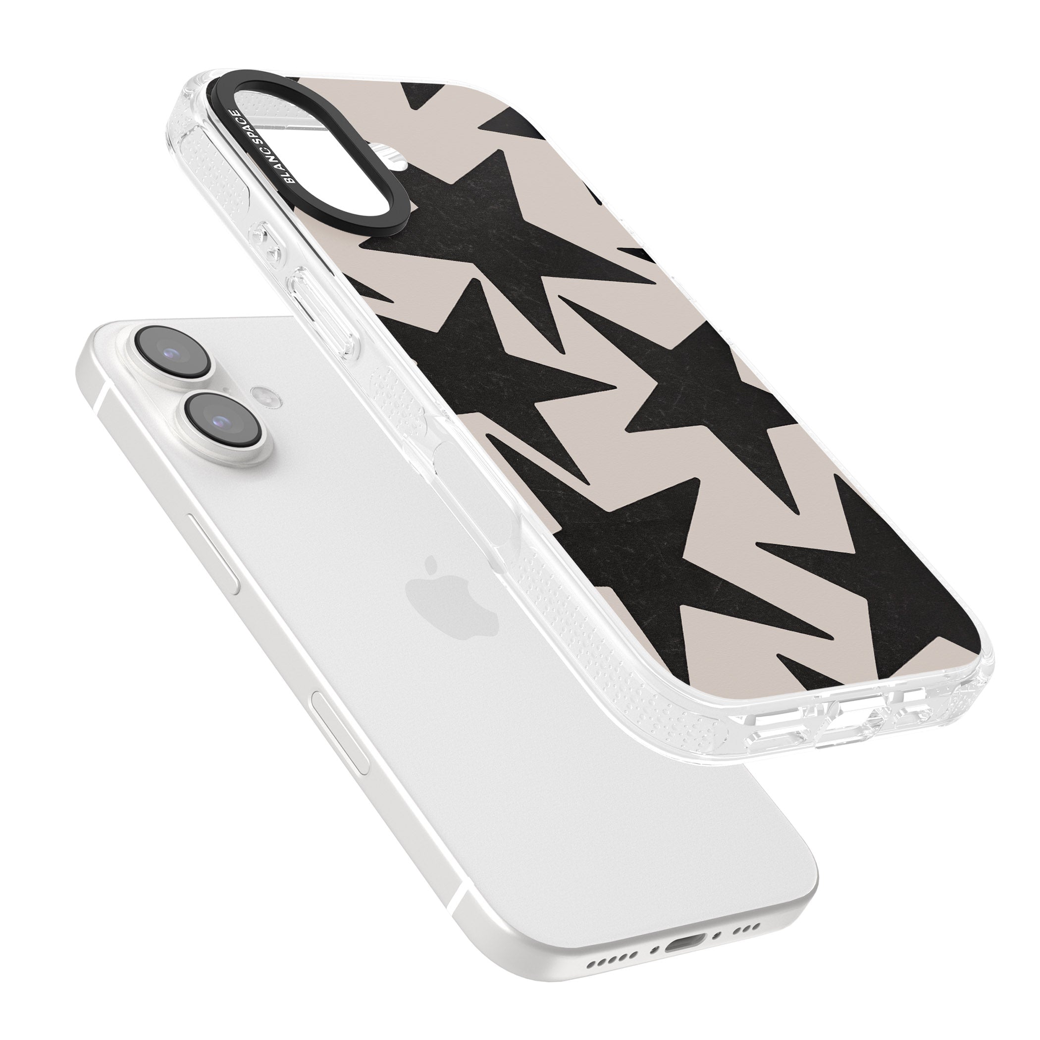 Black Superstars iPhone 16 / 16 Plus Clear Case Impact Air - Blanc Space