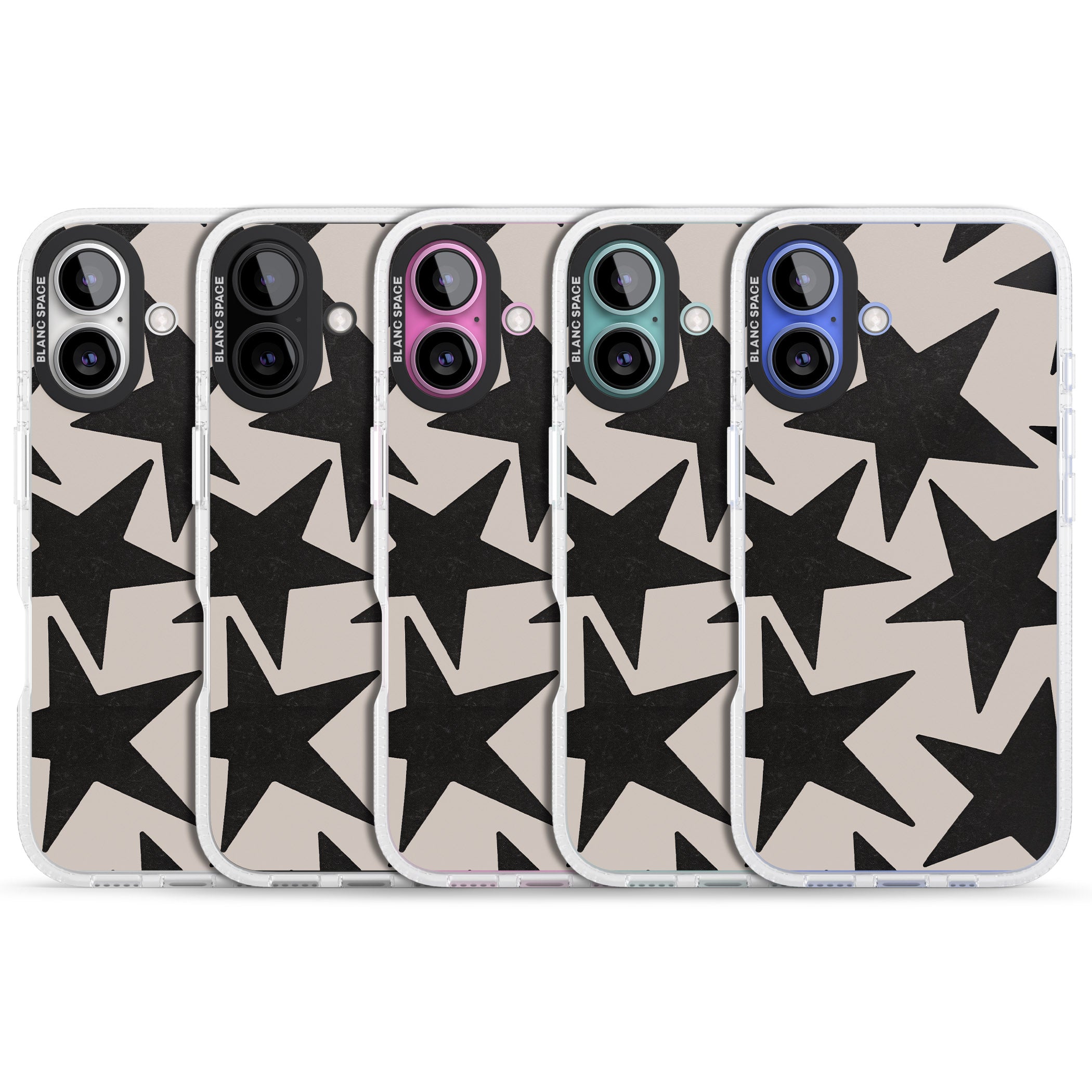 Black Superstars iPhone 16 / 16 Plus Clear Case Impact Air - Blanc Space