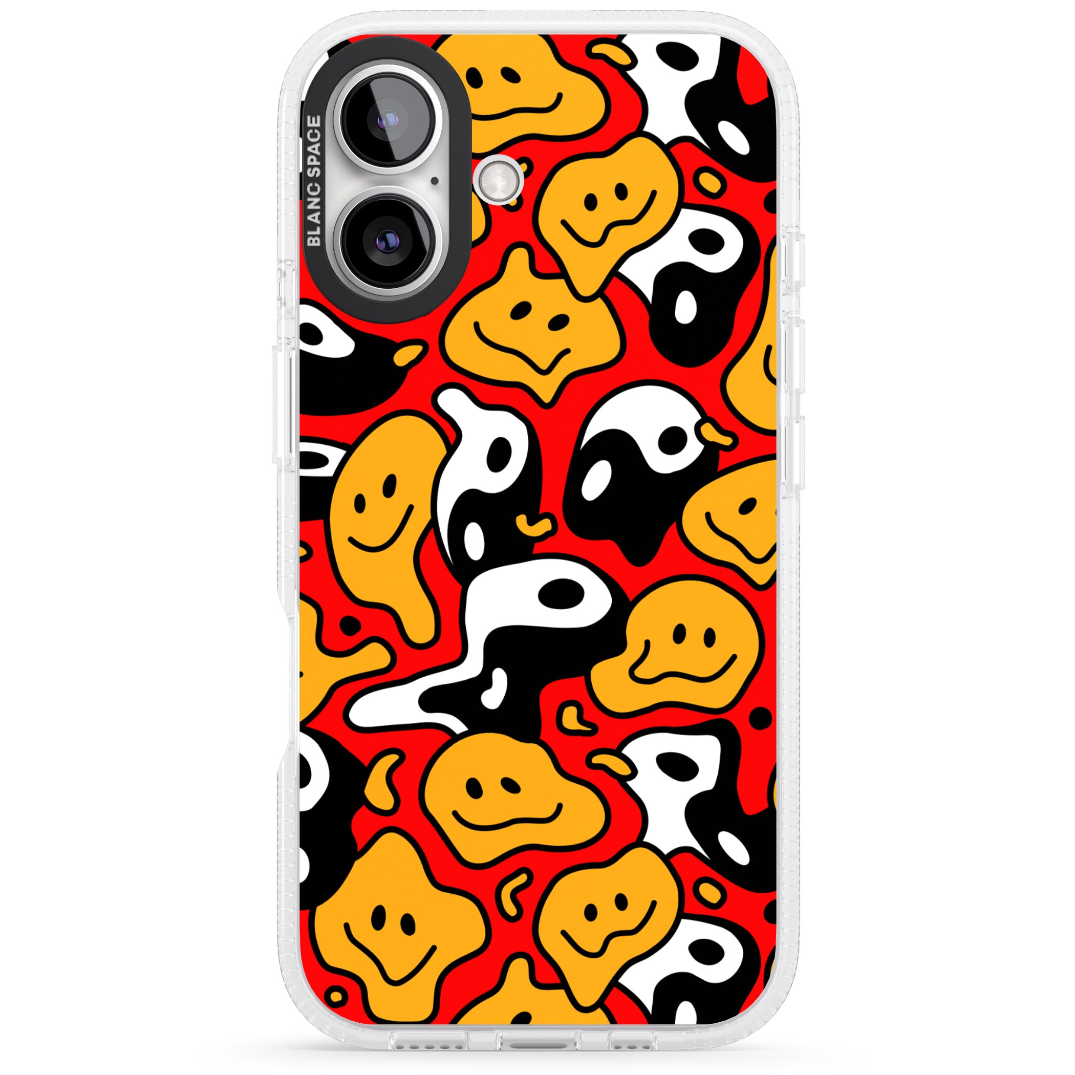 Yin Yang Acid Face iPhone 16 / 16 Plus Clear Case Impact Air - Blanc Space