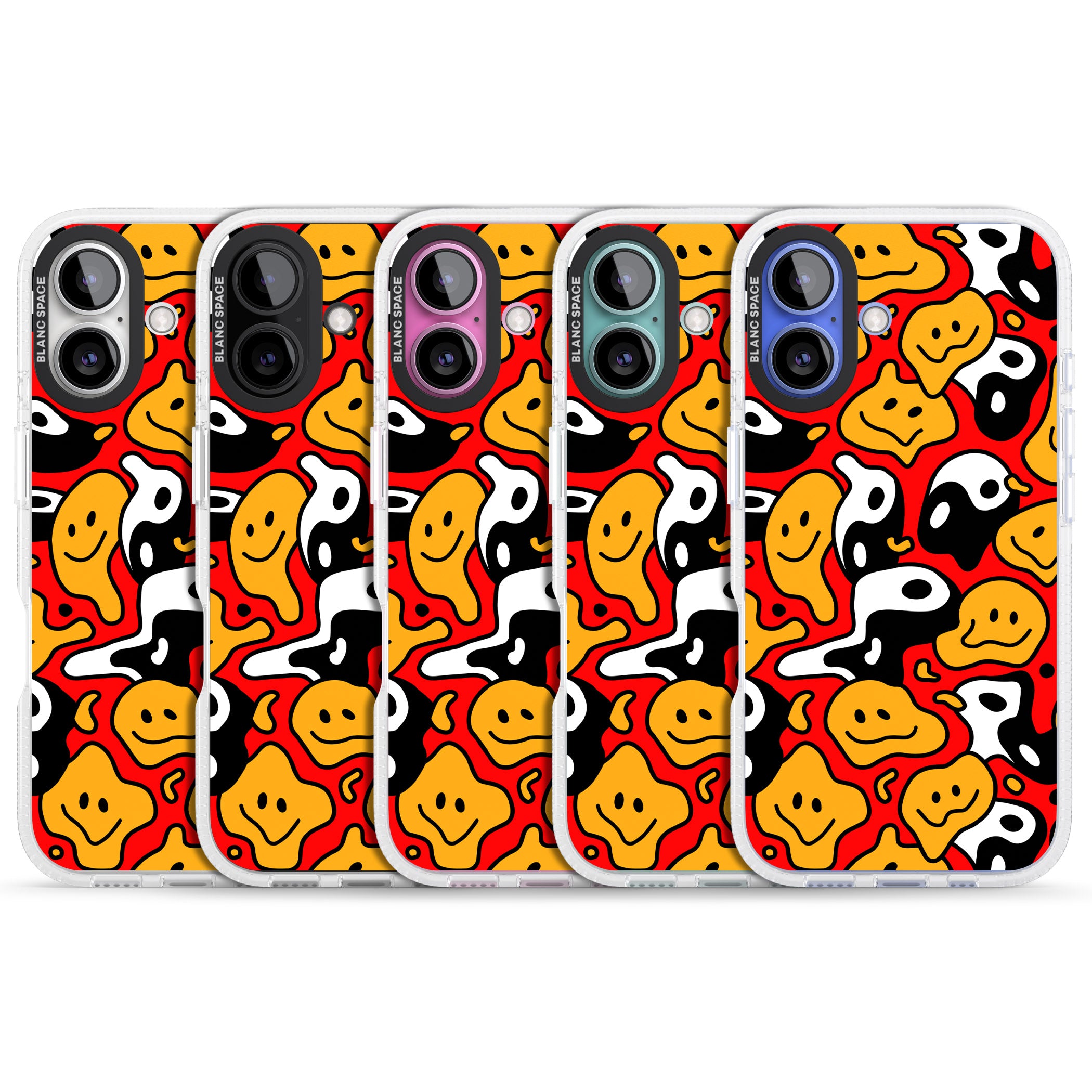 Yin Yang Acid Face iPhone 16 / 16 Plus Clear Case Impact Air - Blanc Space