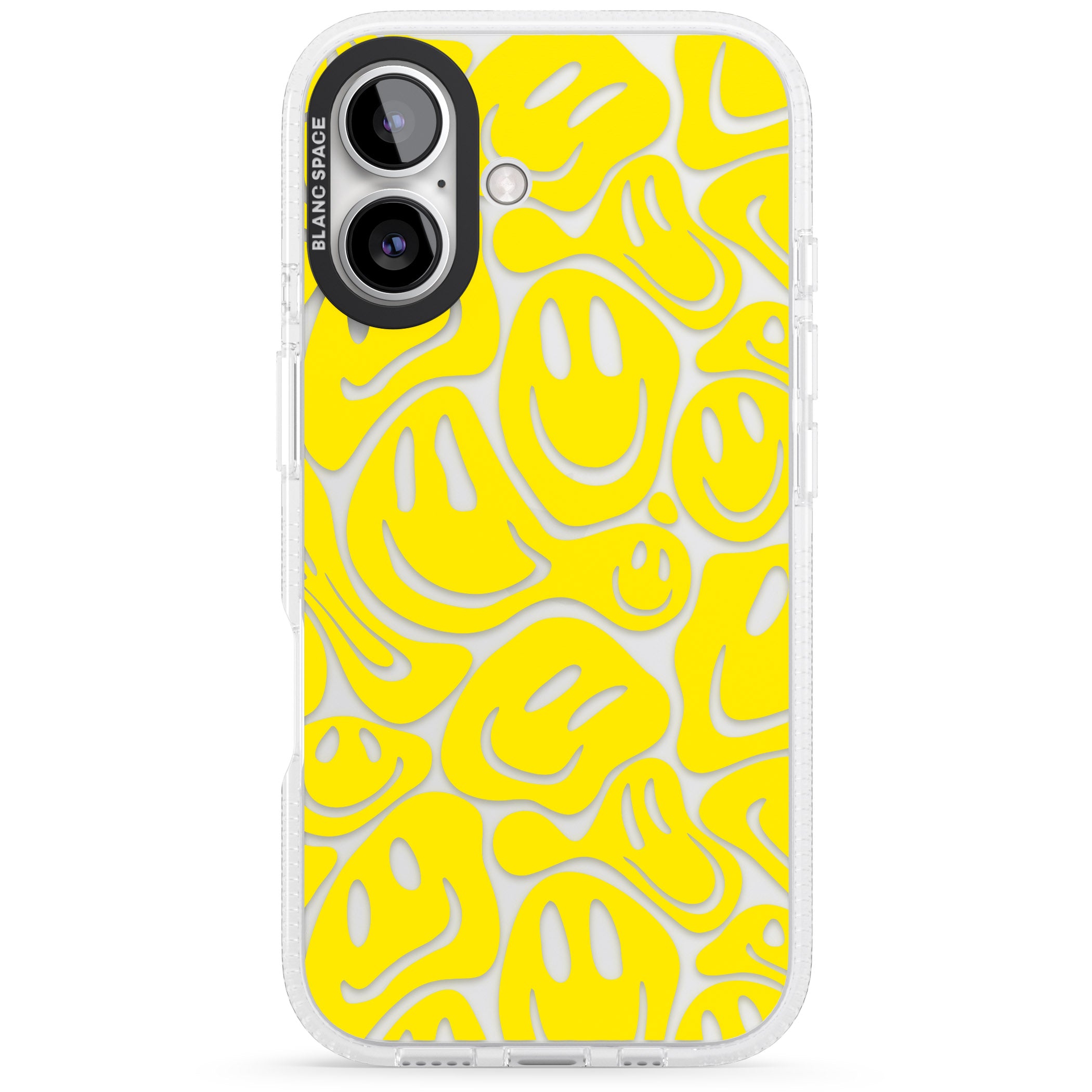 Yellow Acid Faces iPhone 16 / 16 Plus Clear Case Impact Air - Blanc Space
