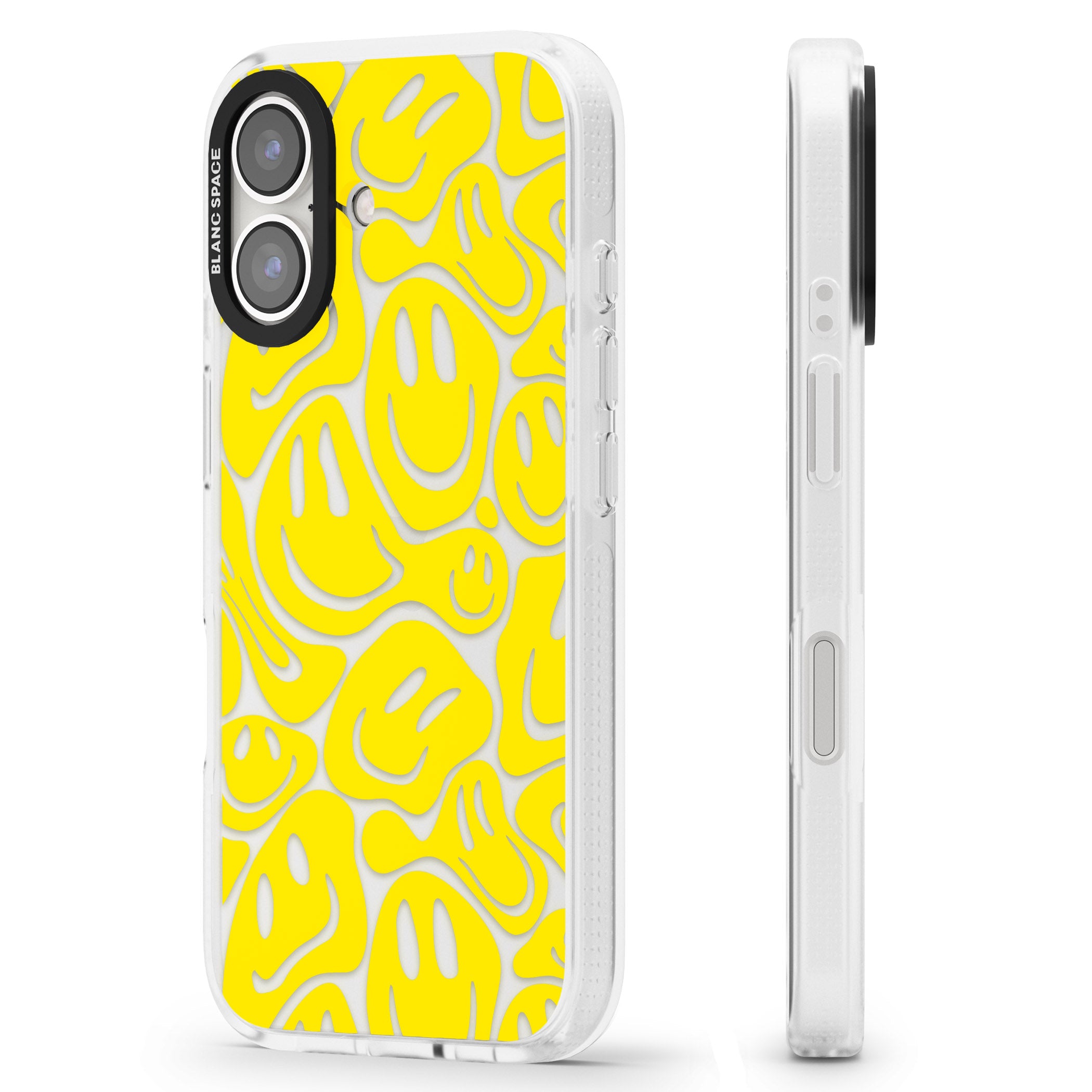 Yellow Acid Faces iPhone 16 / 16 Plus Clear Case Impact Air - Blanc Space