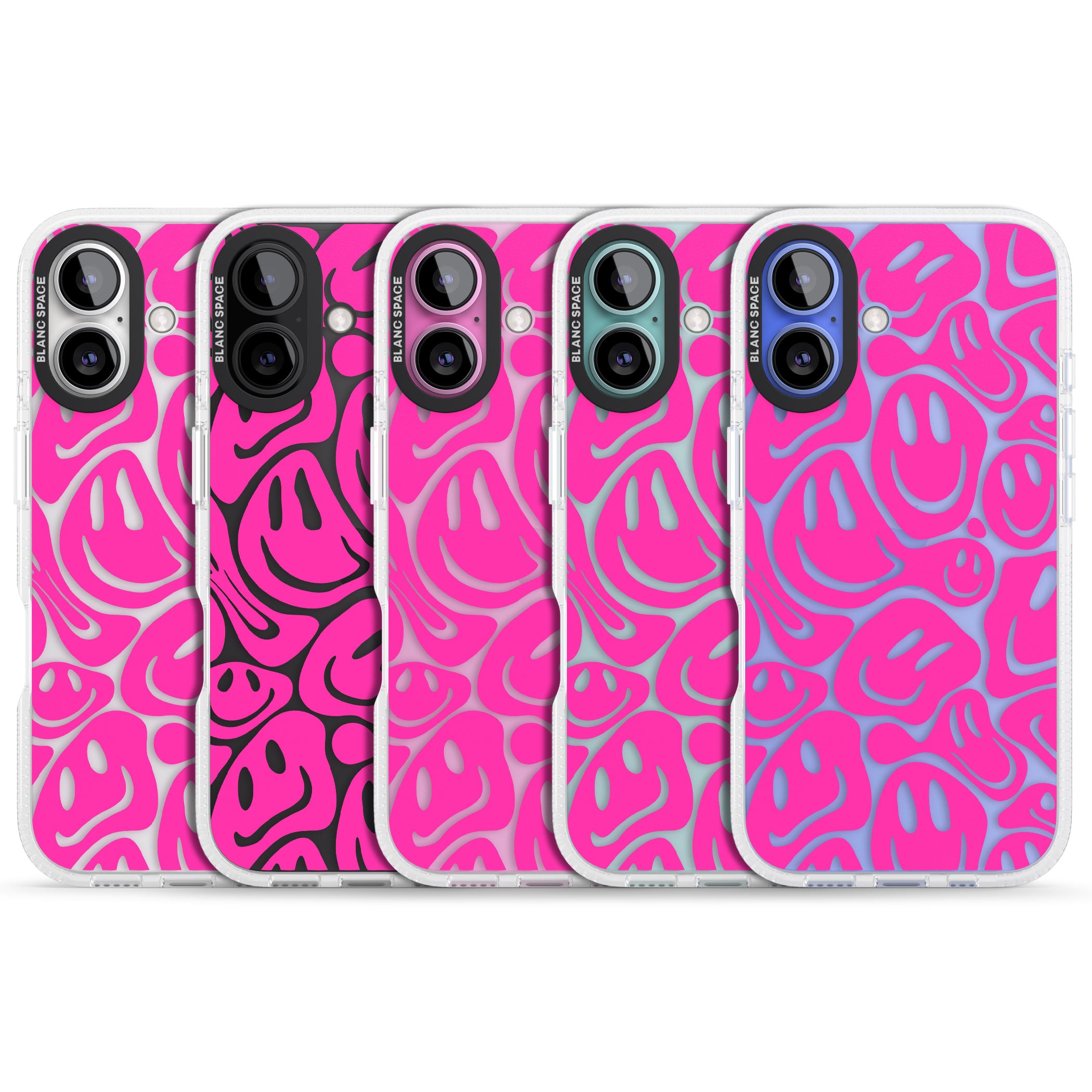 Pink Acid Faces iPhone 16 / 16 Plus Clear Case Impact Air - Blanc Space