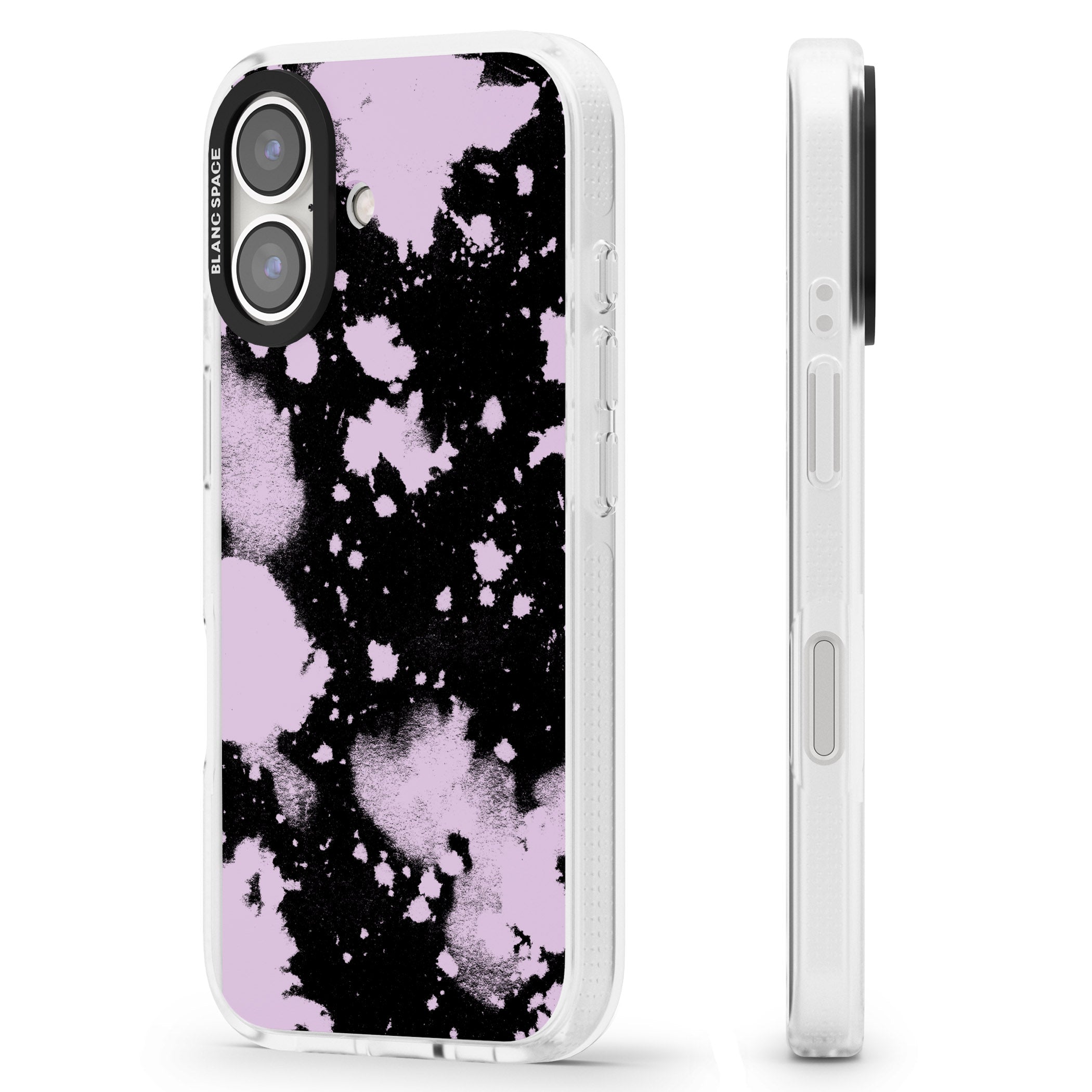 Pink & Black Acid Wash Tie-Dye iPhone 16 / 16 Plus Clear Case Impact Air - Blanc Space