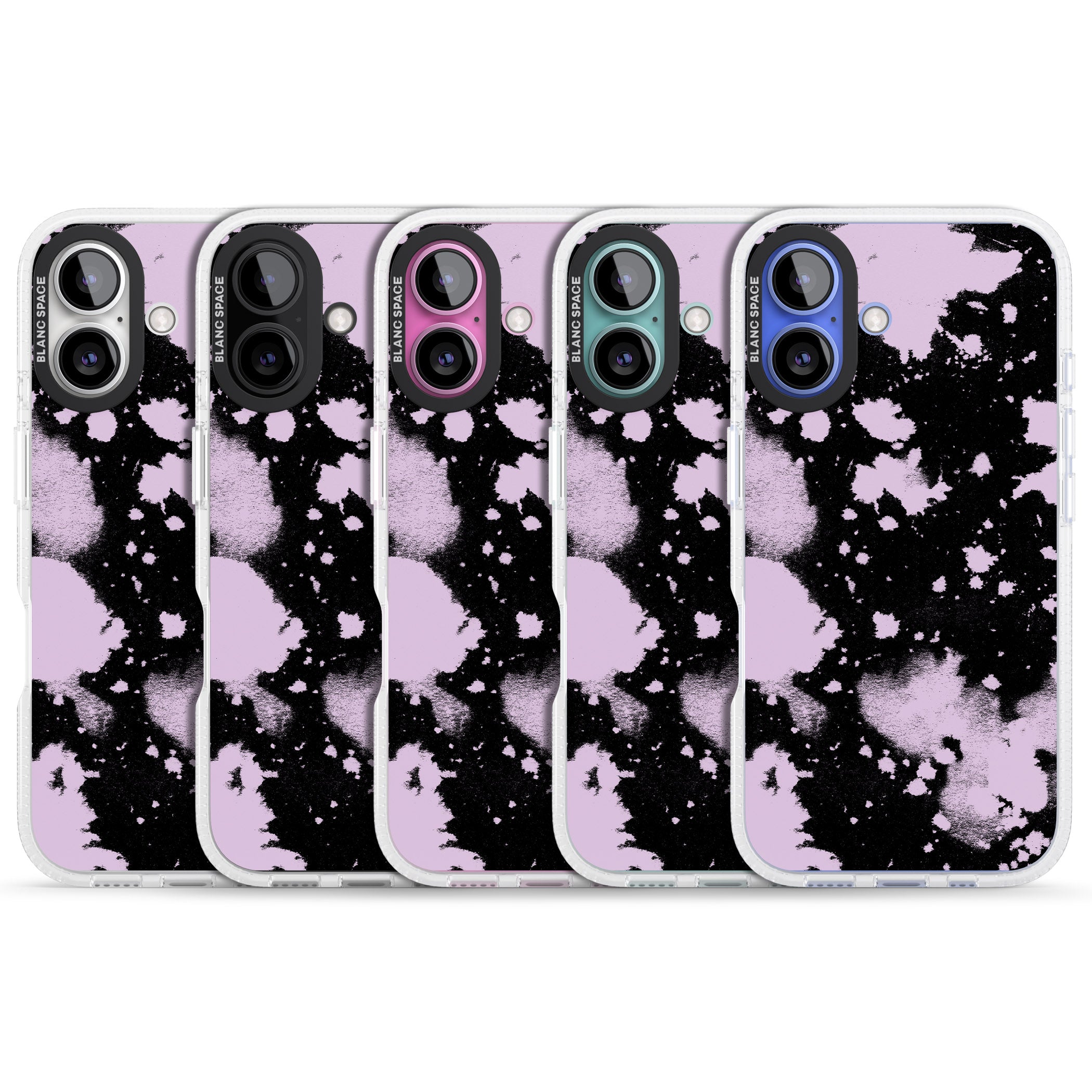 Pink & Black Acid Wash Tie-Dye iPhone 16 / 16 Plus Clear Case Impact Air - Blanc Space