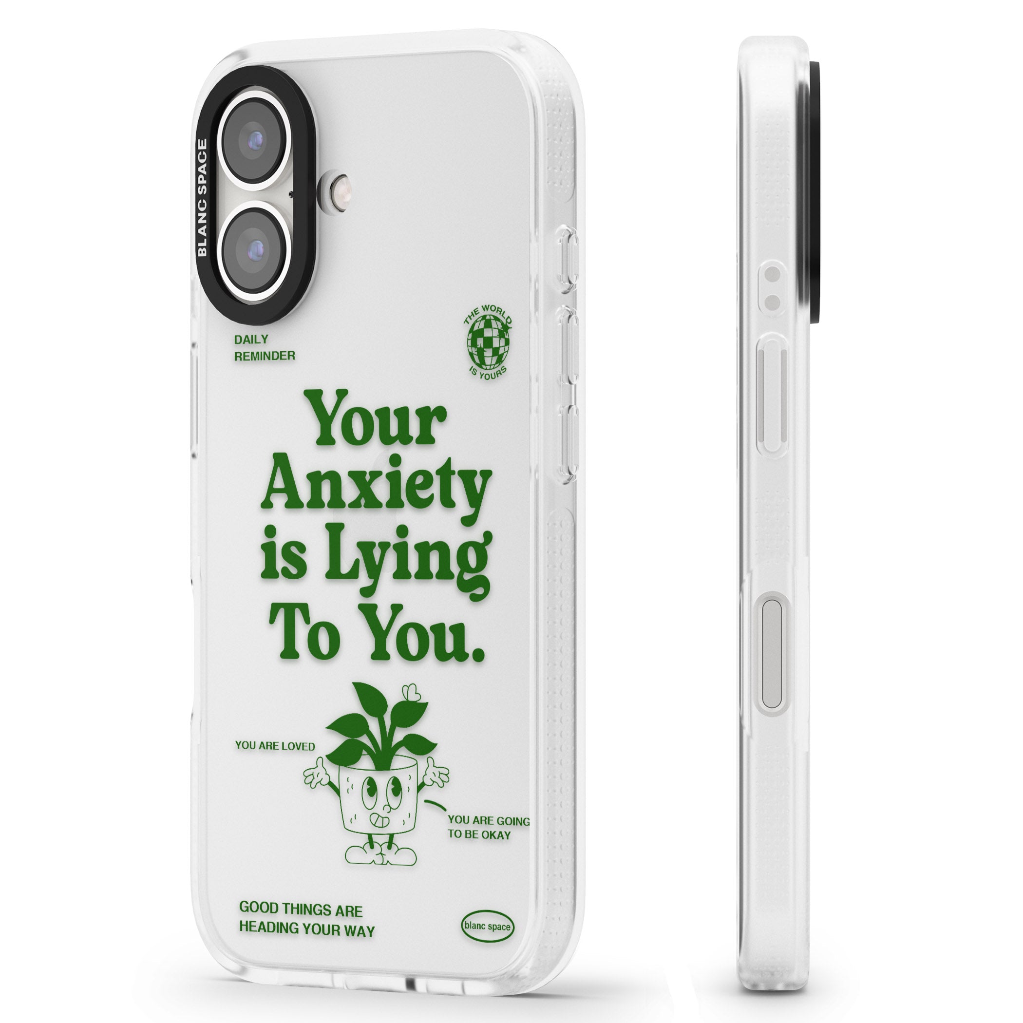 Your Anxiety Is Lying To You iPhone 16 / 16 Plus Clear Case Impact Air - Blanc Space