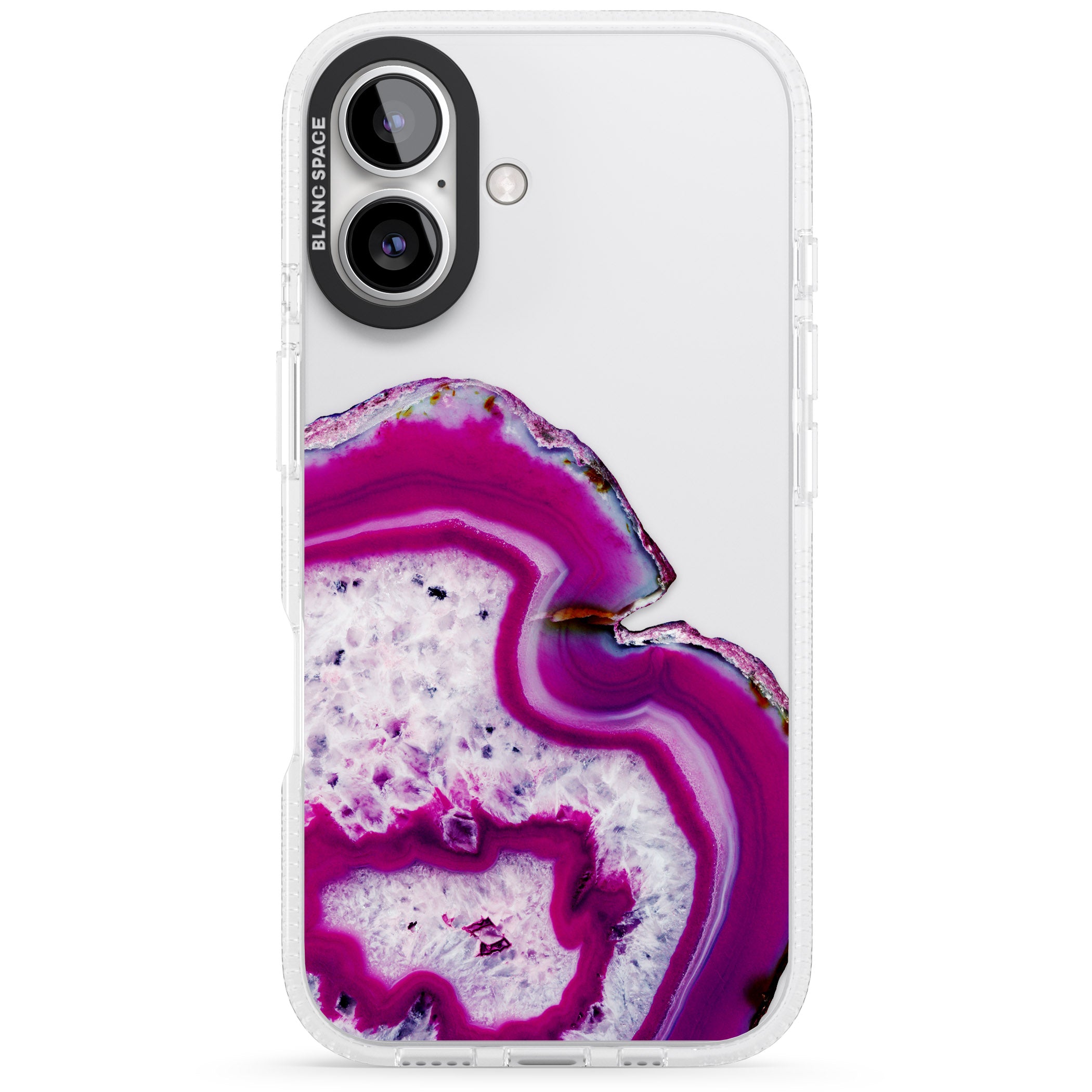 Violet & White Swirl Agate Crystal Clear Design iPhone 16 / 16 Plus Clear Case Impact Air - Blanc Space