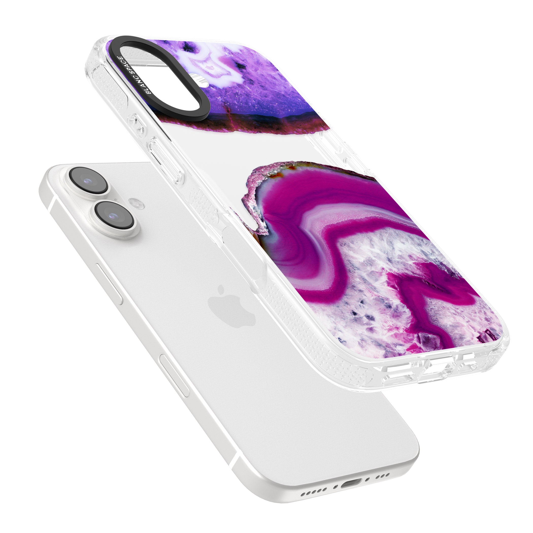 Purple & White Gemstone Crystal Clear Design iPhone 16 / 16 Plus Clear Case Impact Air - Blanc Space