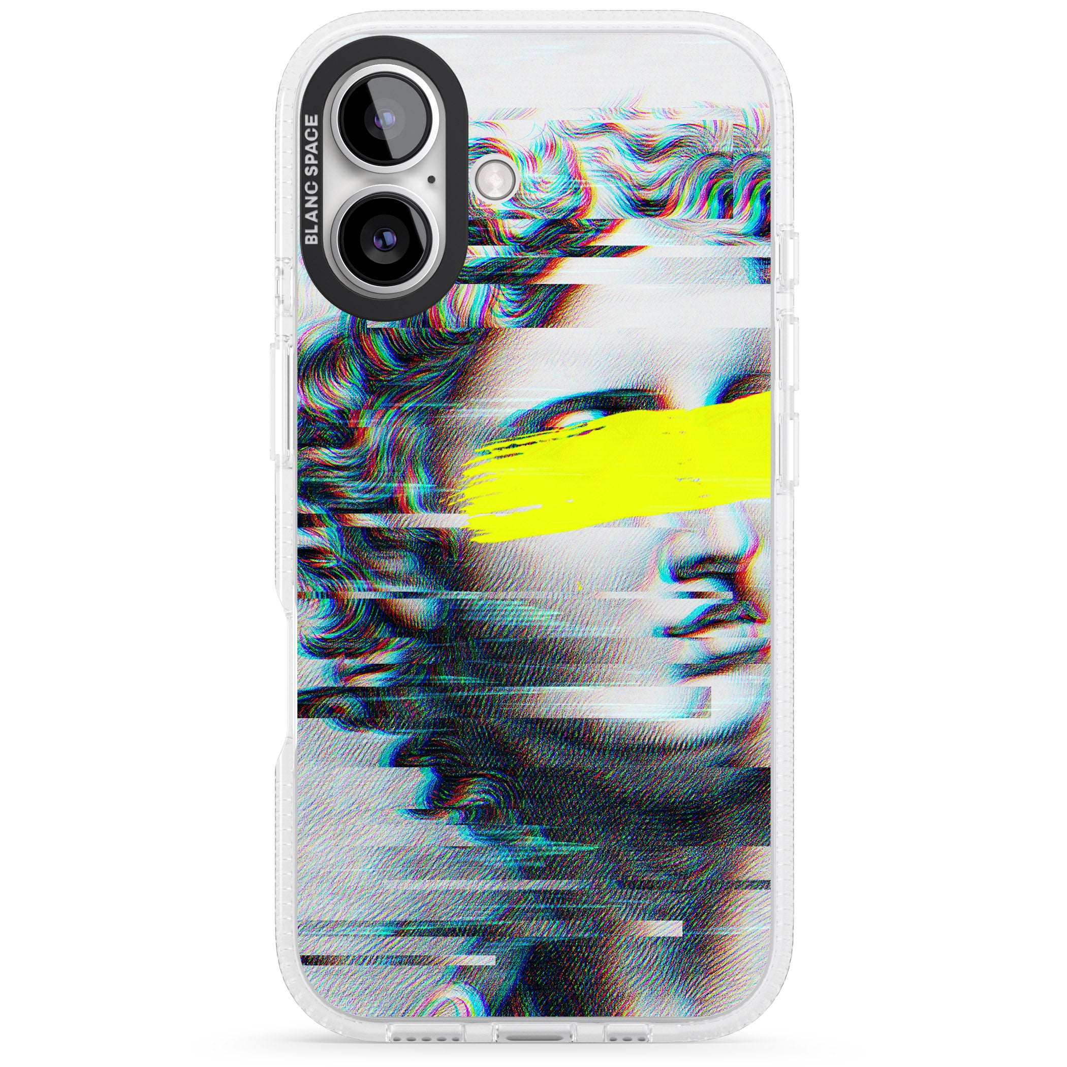 GLITCHED FRAGMENT iPhone 16 / 16 Plus Clear Case Impact Air - Blanc Space