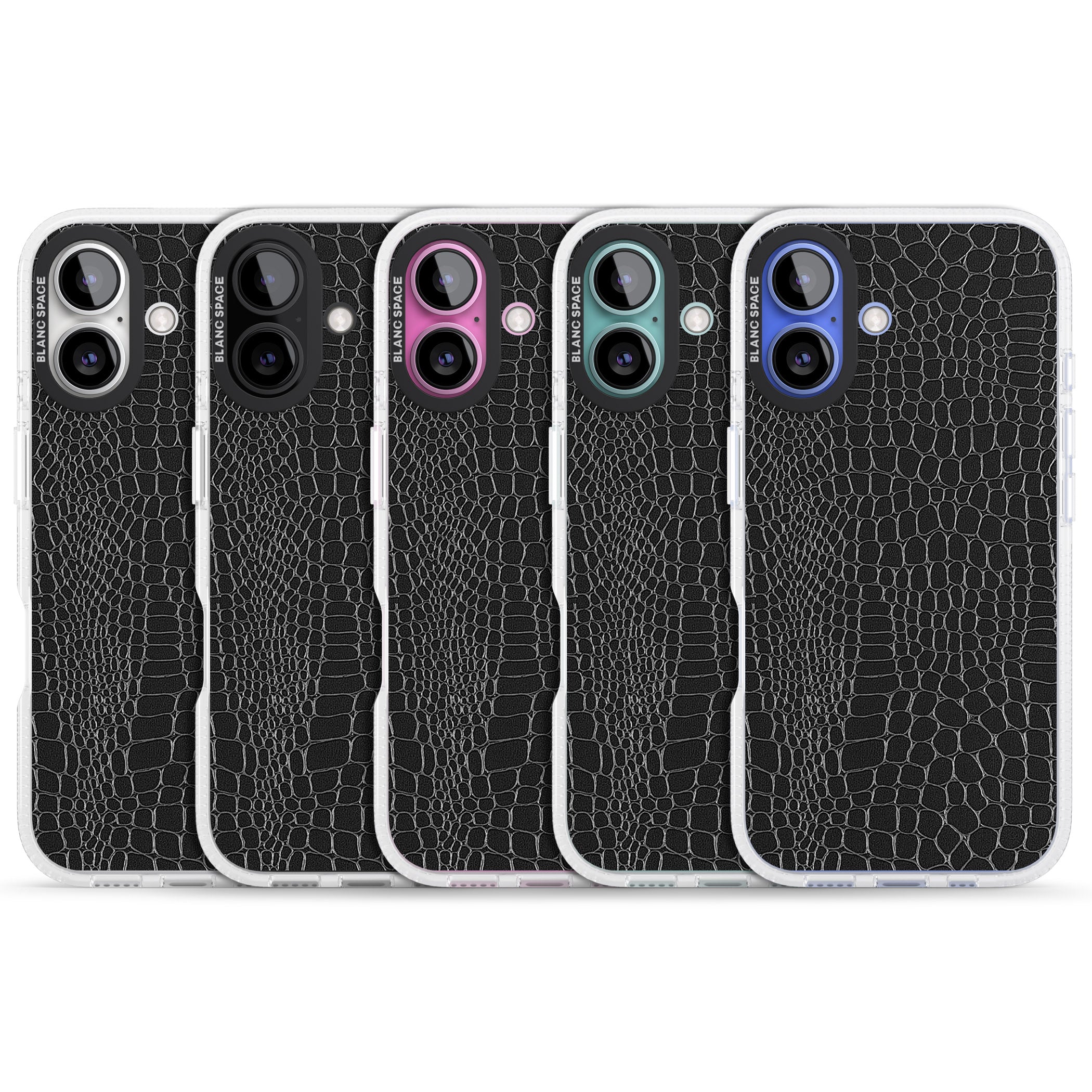 Black Snakeskin iPhone 16 / 16 Plus Clear Case Impact Air - Blanc Space