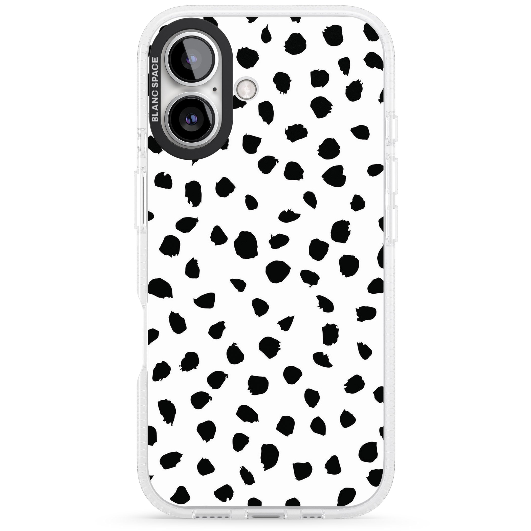 White Dalmatian Print iPhone 16 / 16 Plus Clear Case Impact Air - Blanc Space