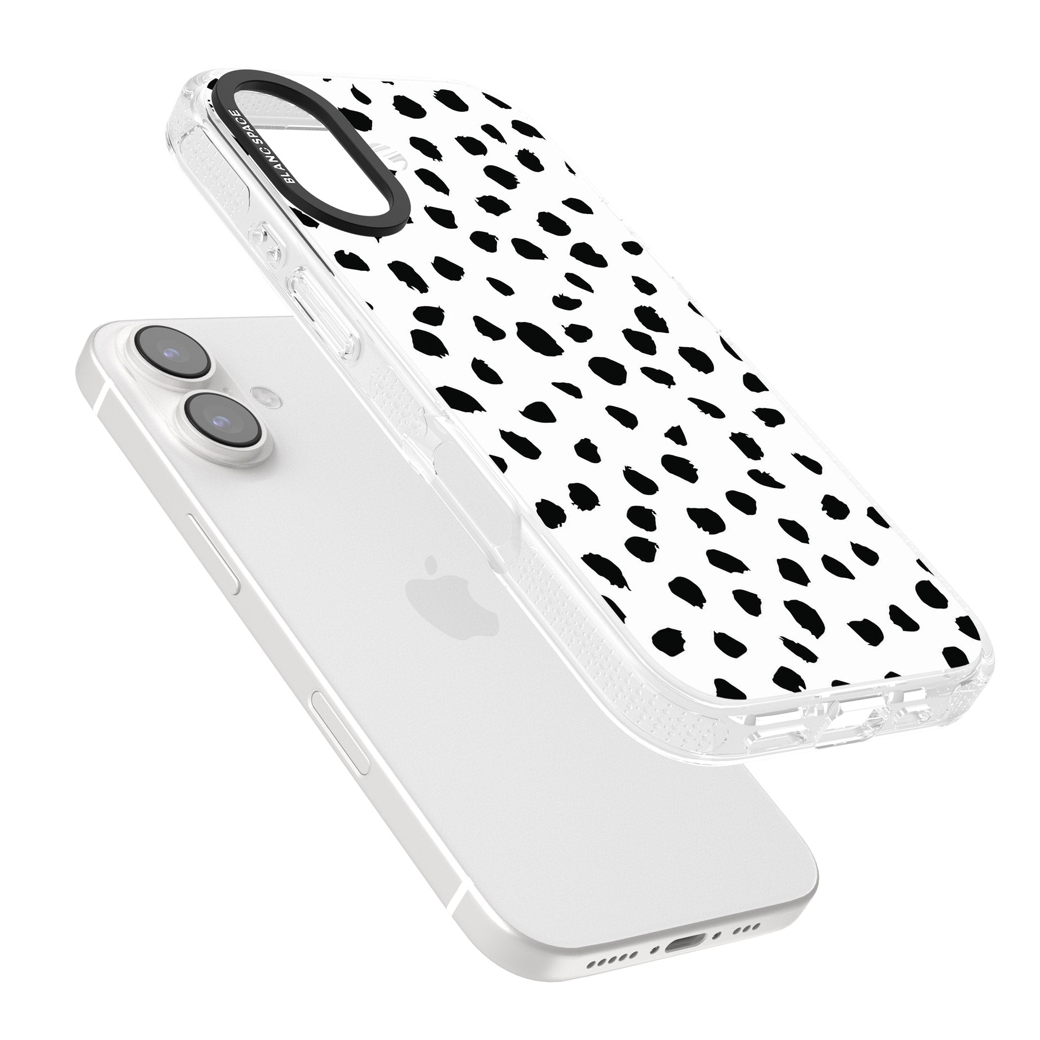 White Dalmatian Print iPhone 16 / 16 Plus Clear Case Impact Air - Blanc Space