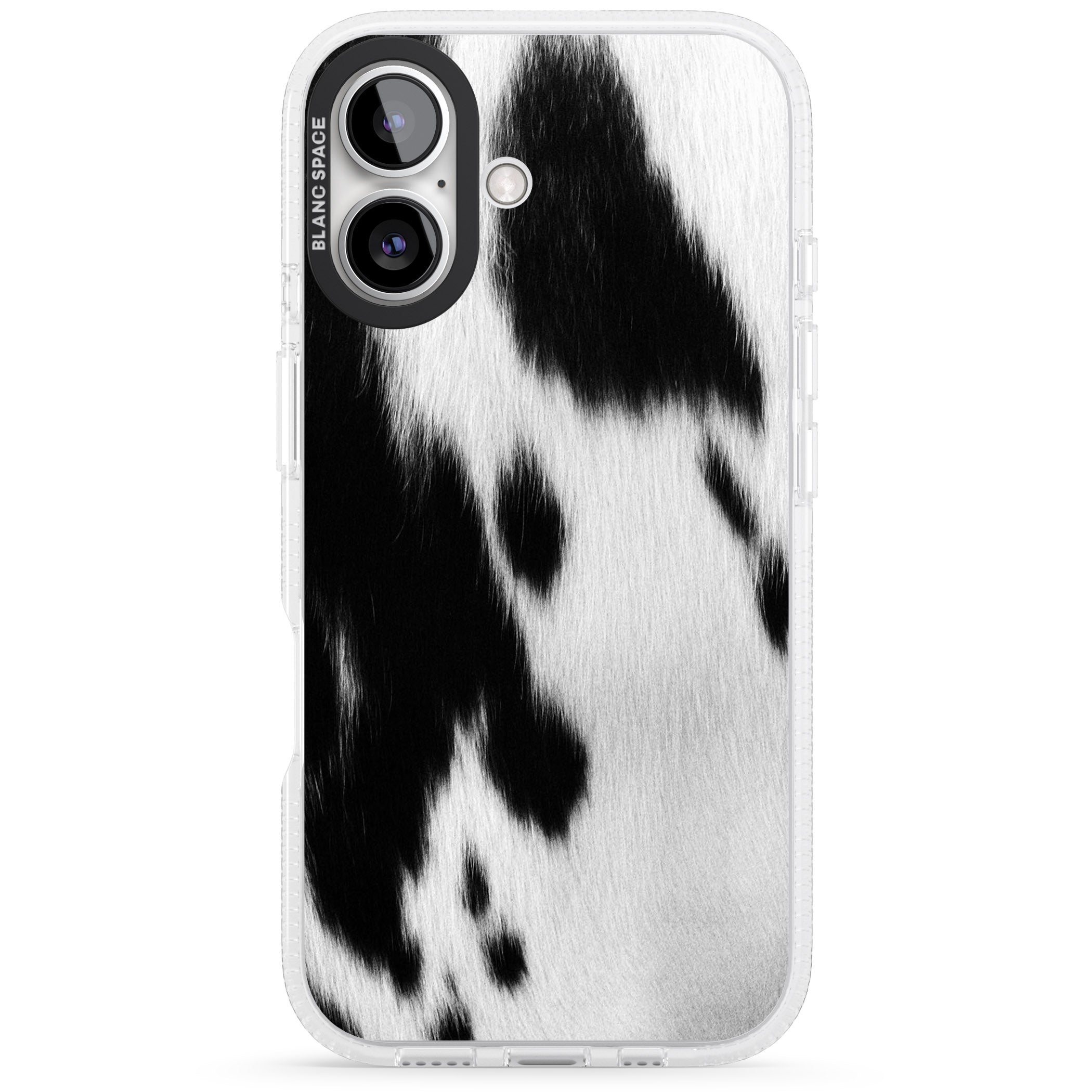 Designer Fashion Cowhide iPhone 16 / 16 Plus Clear Case Impact Air - Blanc Space