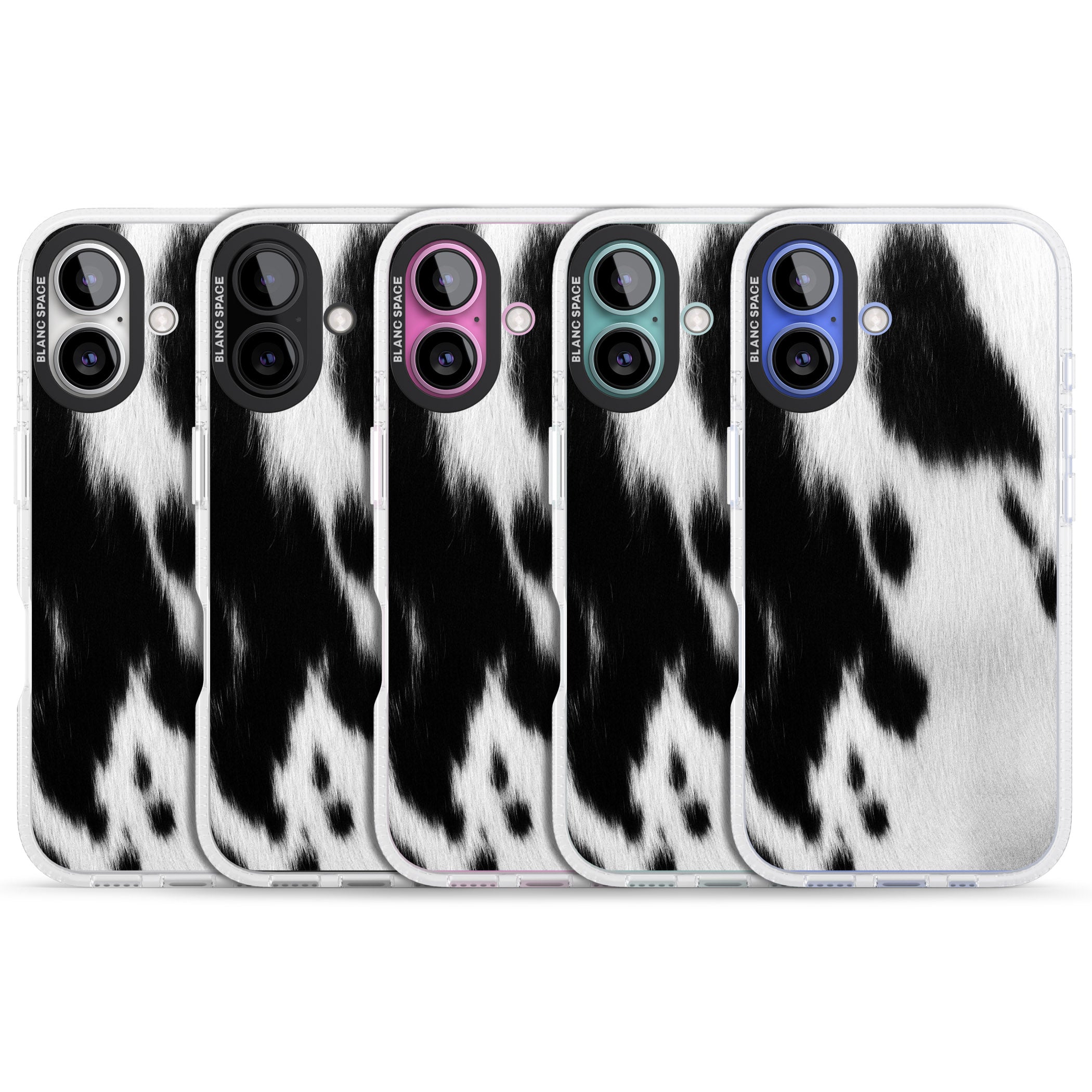 Designer Fashion Cowhide iPhone 16 / 16 Plus Clear Case Impact Air - Blanc Space