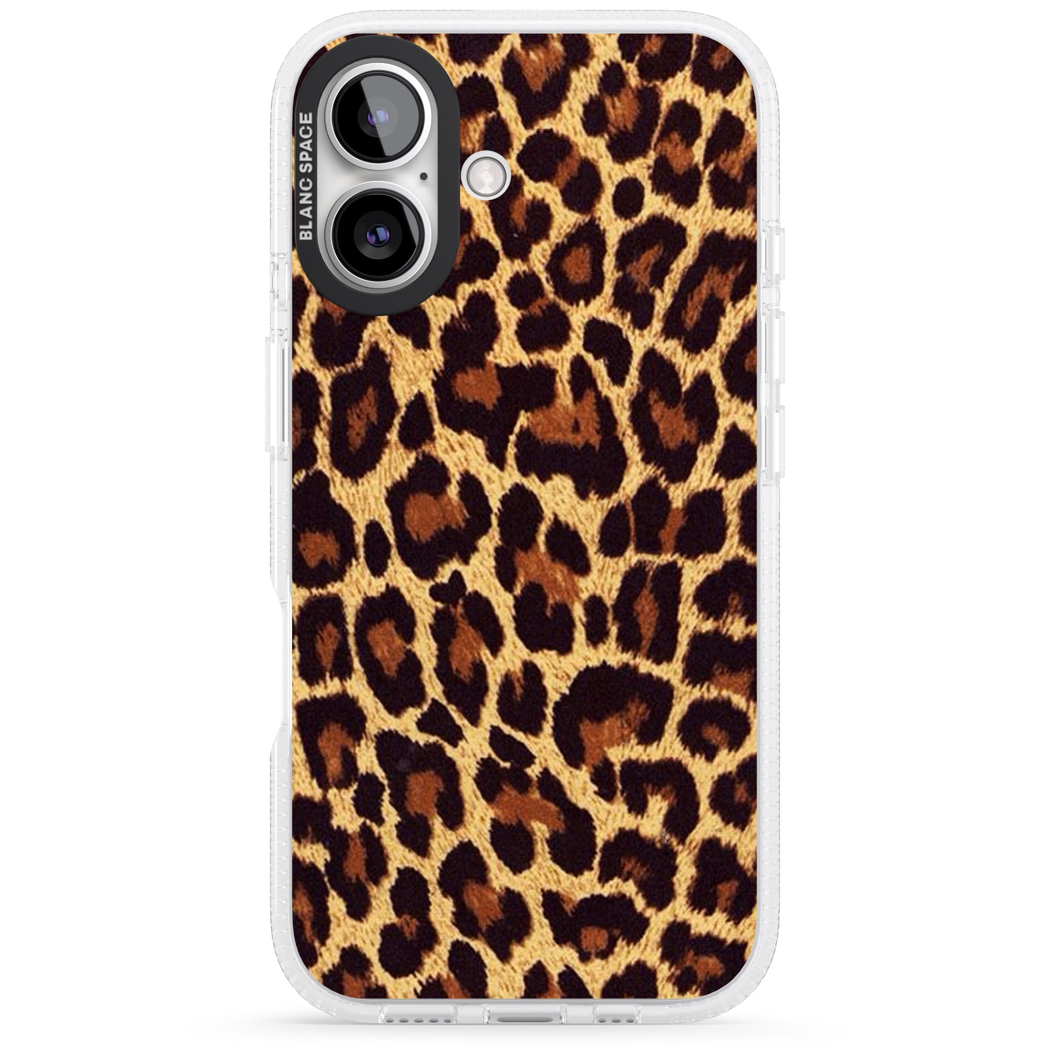 Gold Leopard Print iPhone 16 / 16 Plus Clear Case Impact Air - Blanc Space