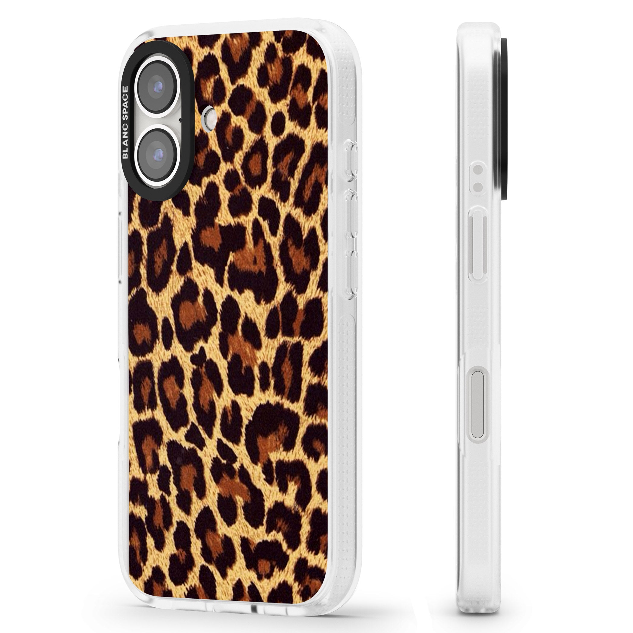 Gold Leopard Print iPhone 16 / 16 Plus Clear Case Impact Air - Blanc Space