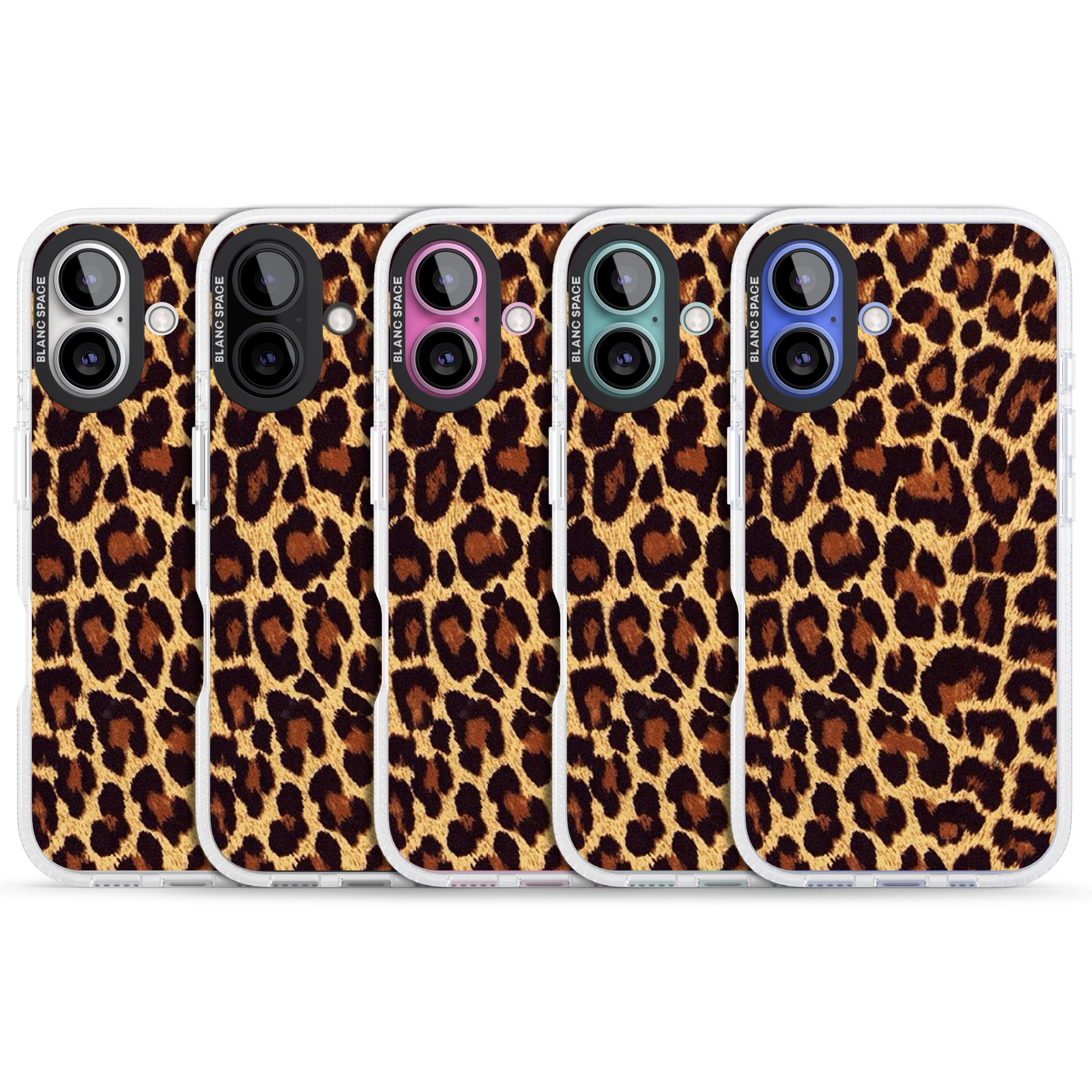 Gold Leopard Print iPhone 16 / 16 Plus Clear Case Impact Air - Blanc Space