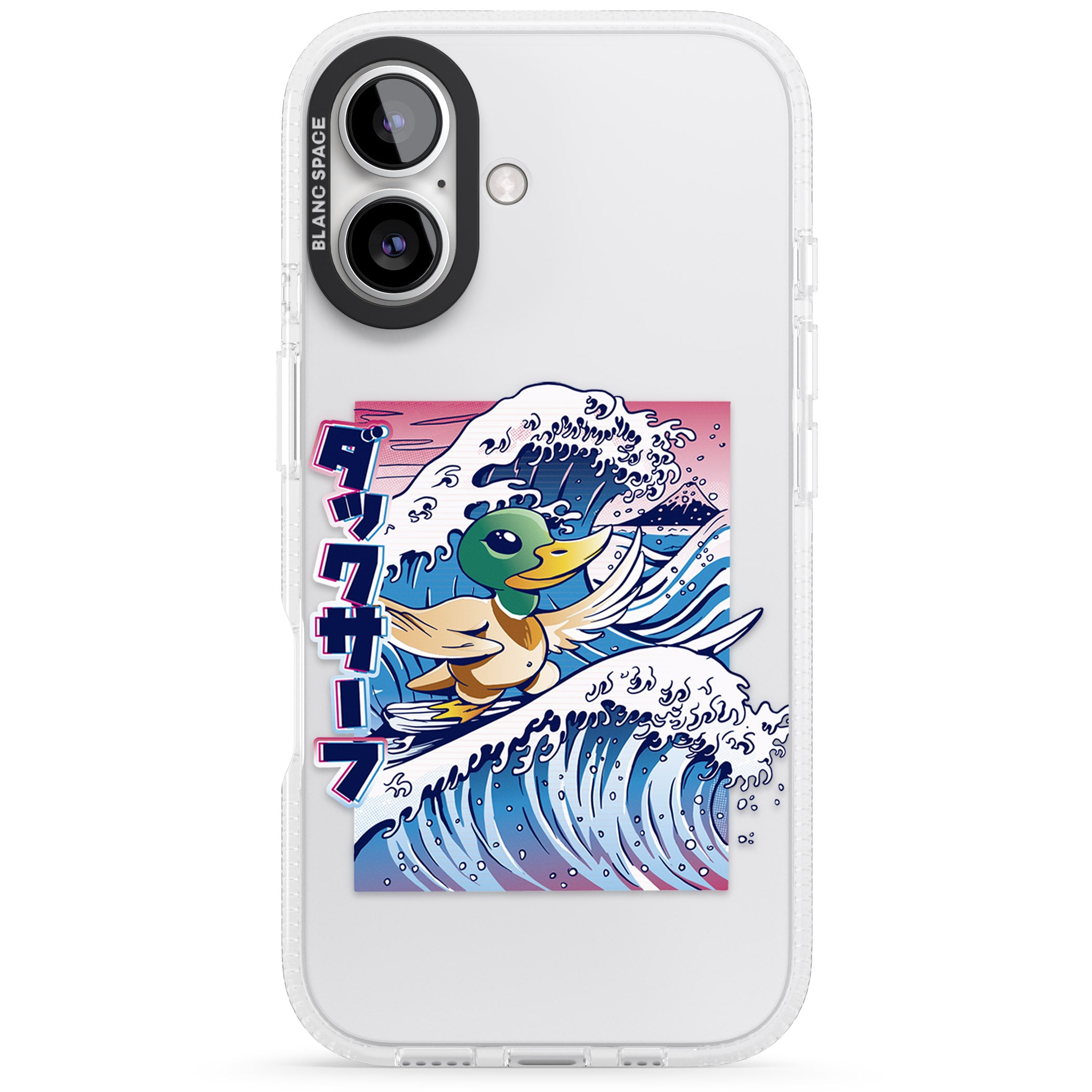 Duck Surf iPhone 16 / 16 Plus Clear Case Impact Air - Blanc Space