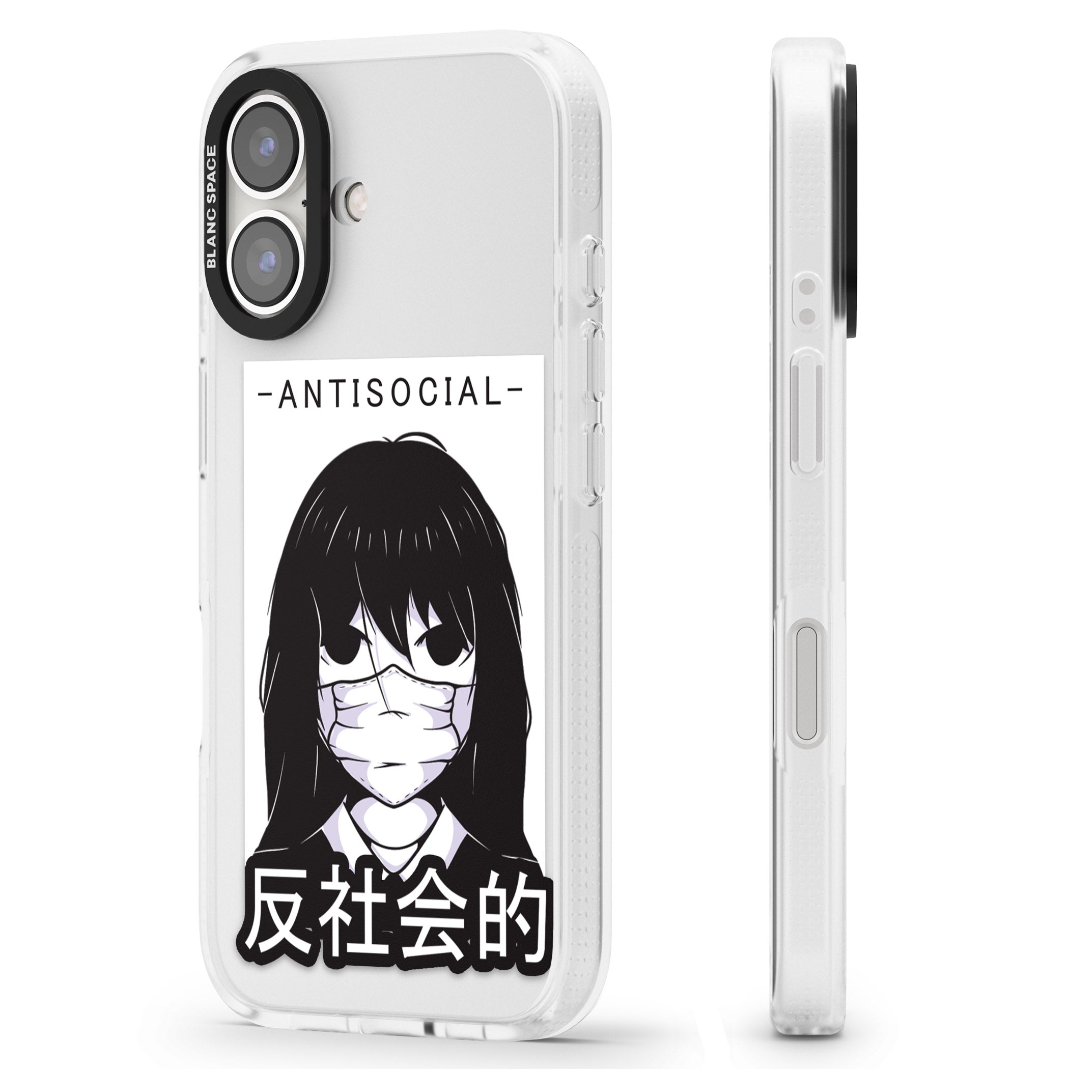 Anti-Social iPhone 16 / 16 Plus Clear Case Impact Air - Blanc Space