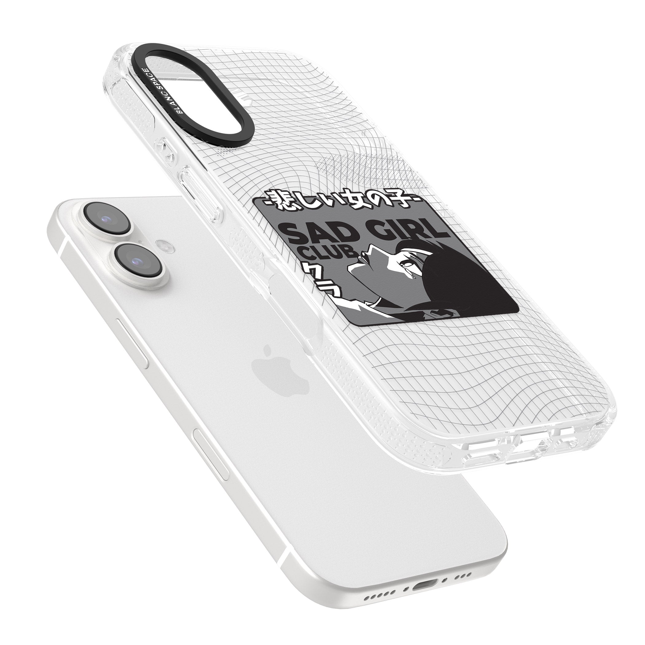 Sad Girl Club iPhone 16 / 16 Plus Clear Case Impact Air - Blanc Space
