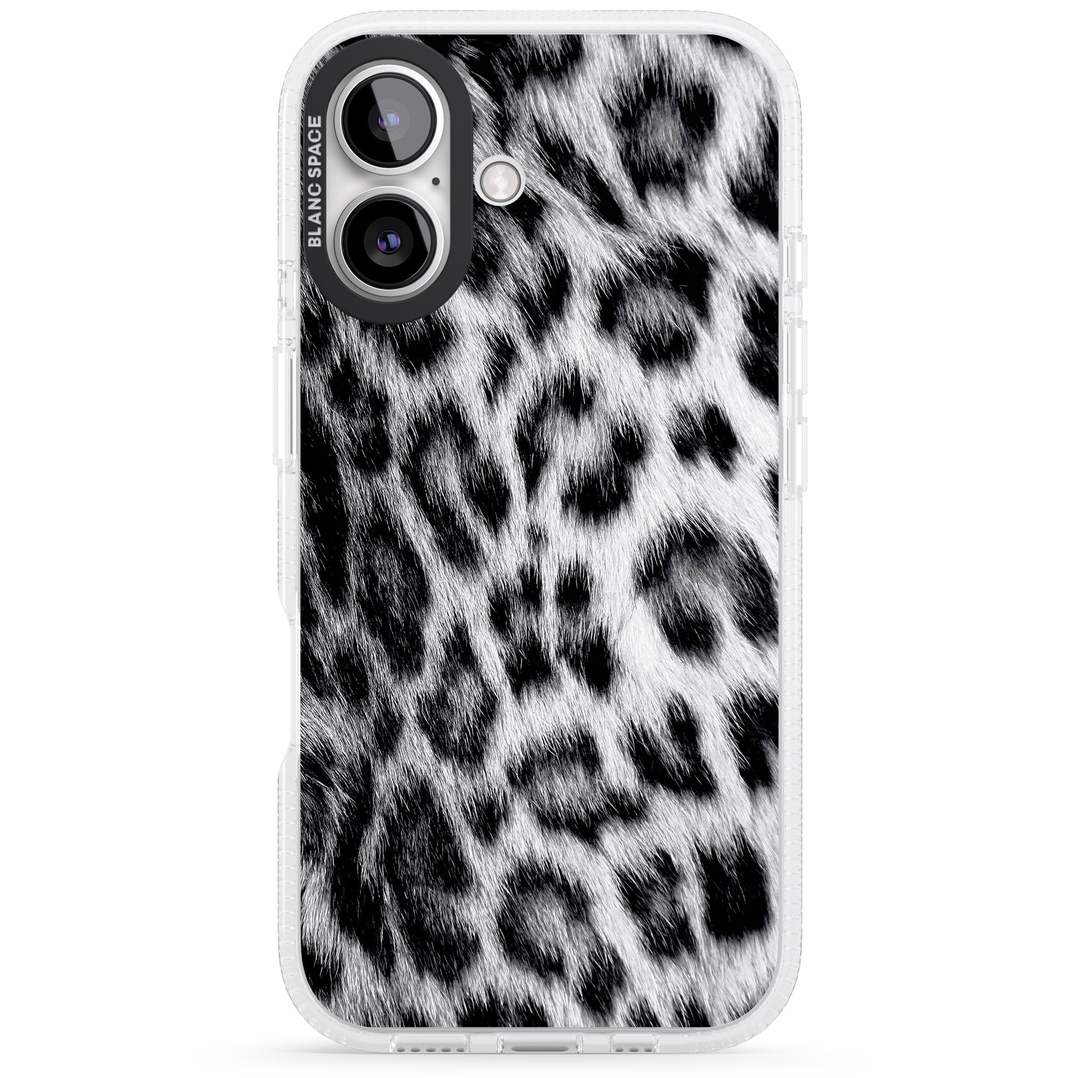 Animal Fur Pattern - Snow Leopard iPhone 16 / 16 Plus Clear Case Impact Air - Blanc Space