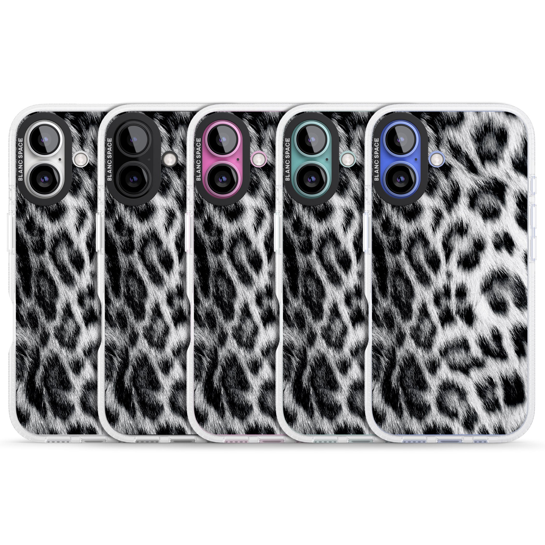 Animal Fur Pattern - Snow Leopard iPhone 16 / 16 Plus Clear Case Impact Air - Blanc Space