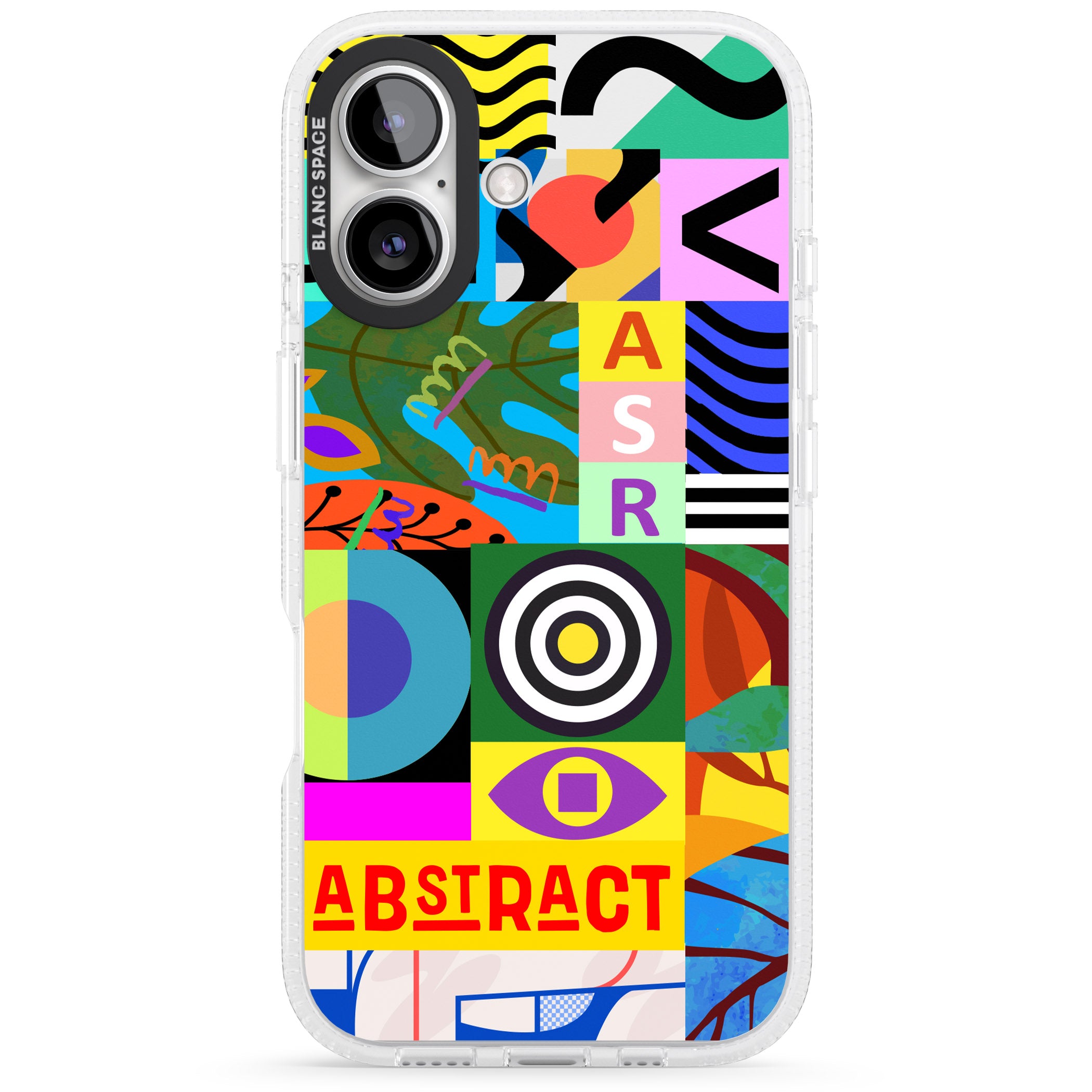 Patchwork iPhone 16 / 16 Plus Clear Case Impact Air - Blanc Space