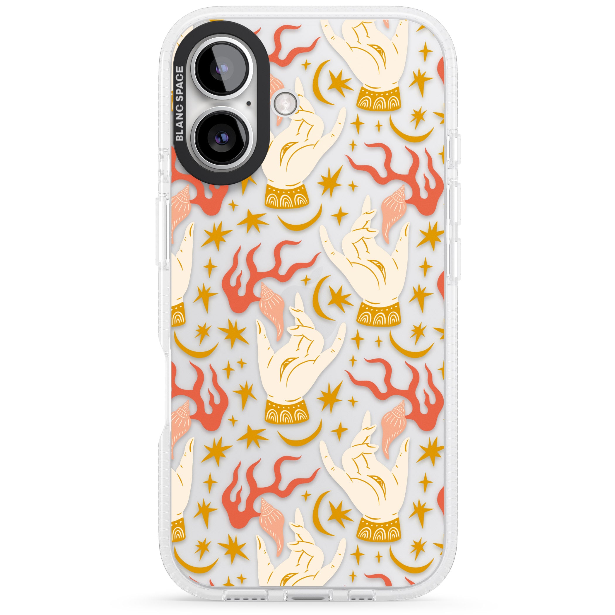 Hand Watcher Pattern iPhone 16 / 16 Plus Clear Case Impact Air - Blanc Space
