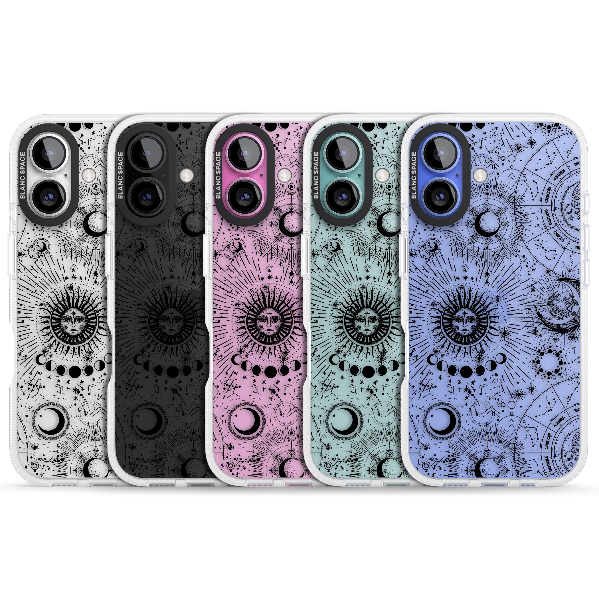 Transparent Suns & Zodiac Charts iPhone 16 / 16 Plus Clear Case Impact Air - Blanc Space