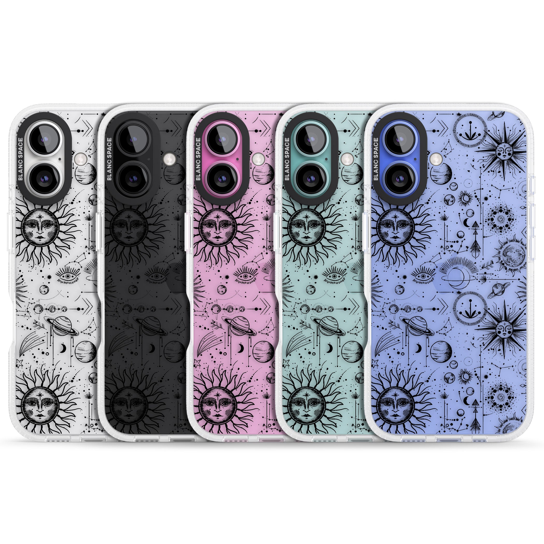Suns & Planets Astrological iPhone 16 / 16 Plus Clear Case Impact Air - Blanc Space