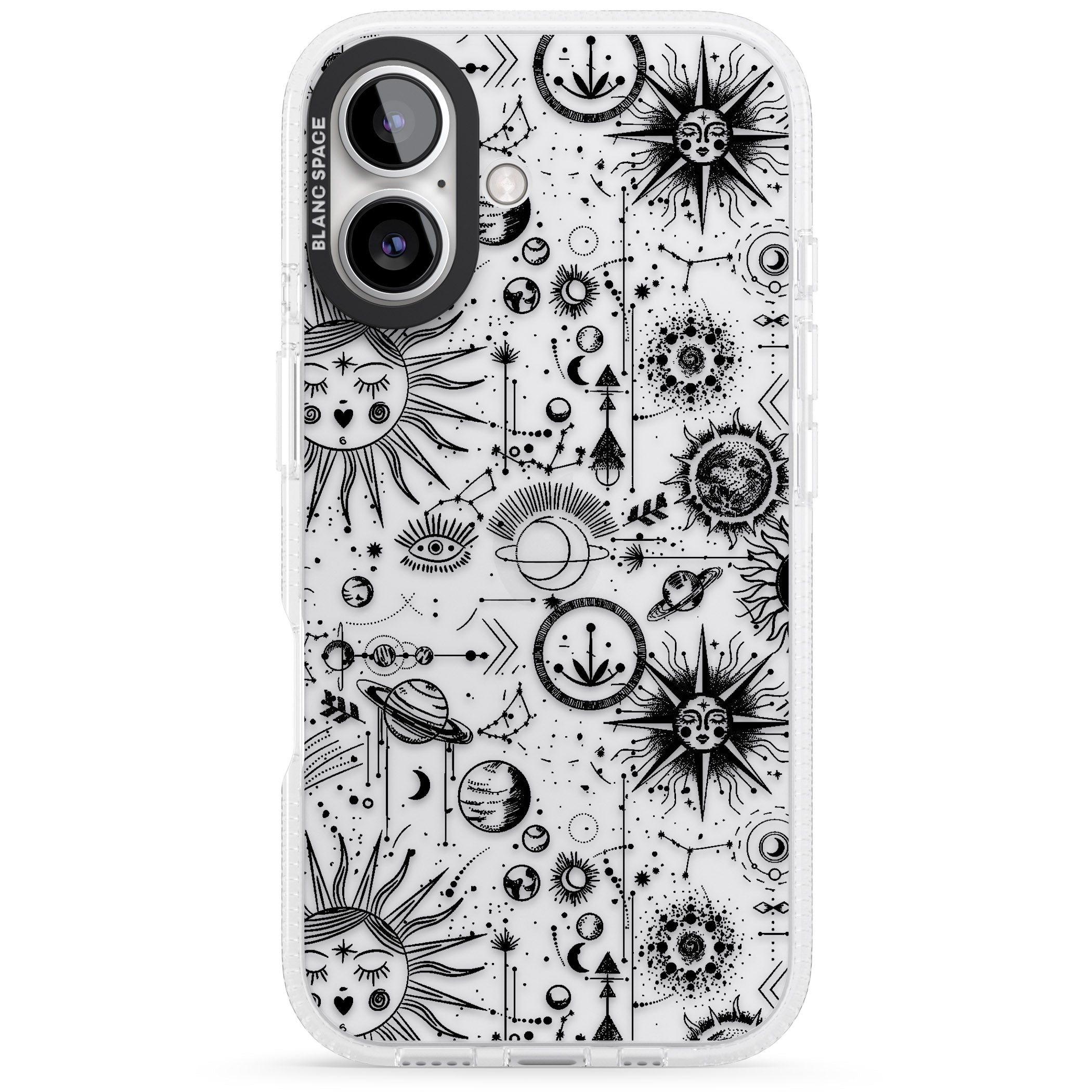 Suns & Planets Vintage Astrological iPhone 16 / 16 Plus Clear Case Impact Air - Blanc Space