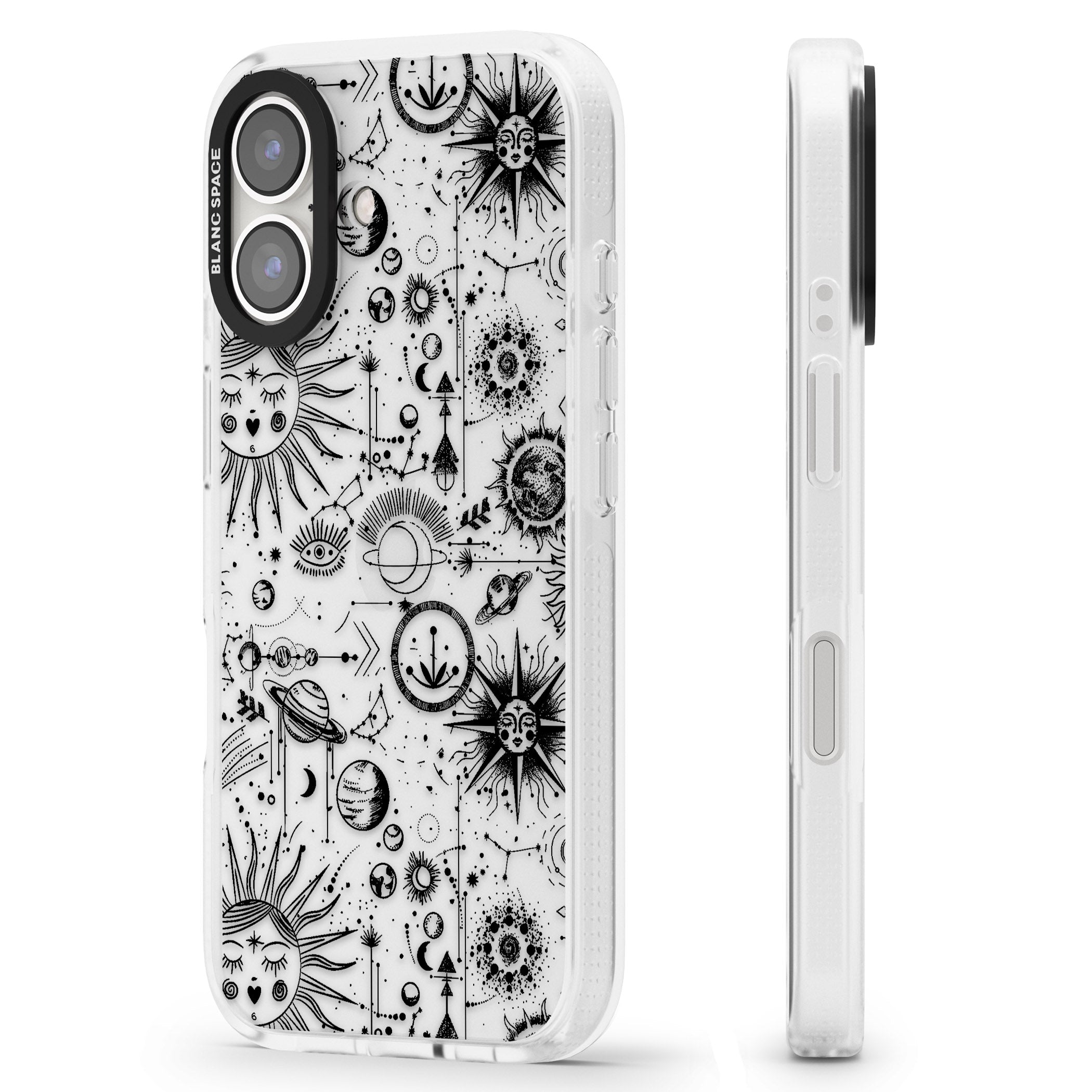 Suns & Planets Vintage Astrological iPhone 16 / 16 Plus Clear Case Impact Air - Blanc Space