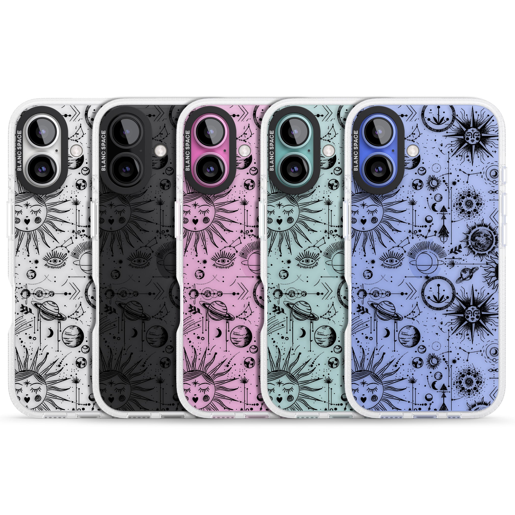 Suns & Planets Vintage Astrological iPhone 16 / 16 Plus Clear Case Impact Air - Blanc Space