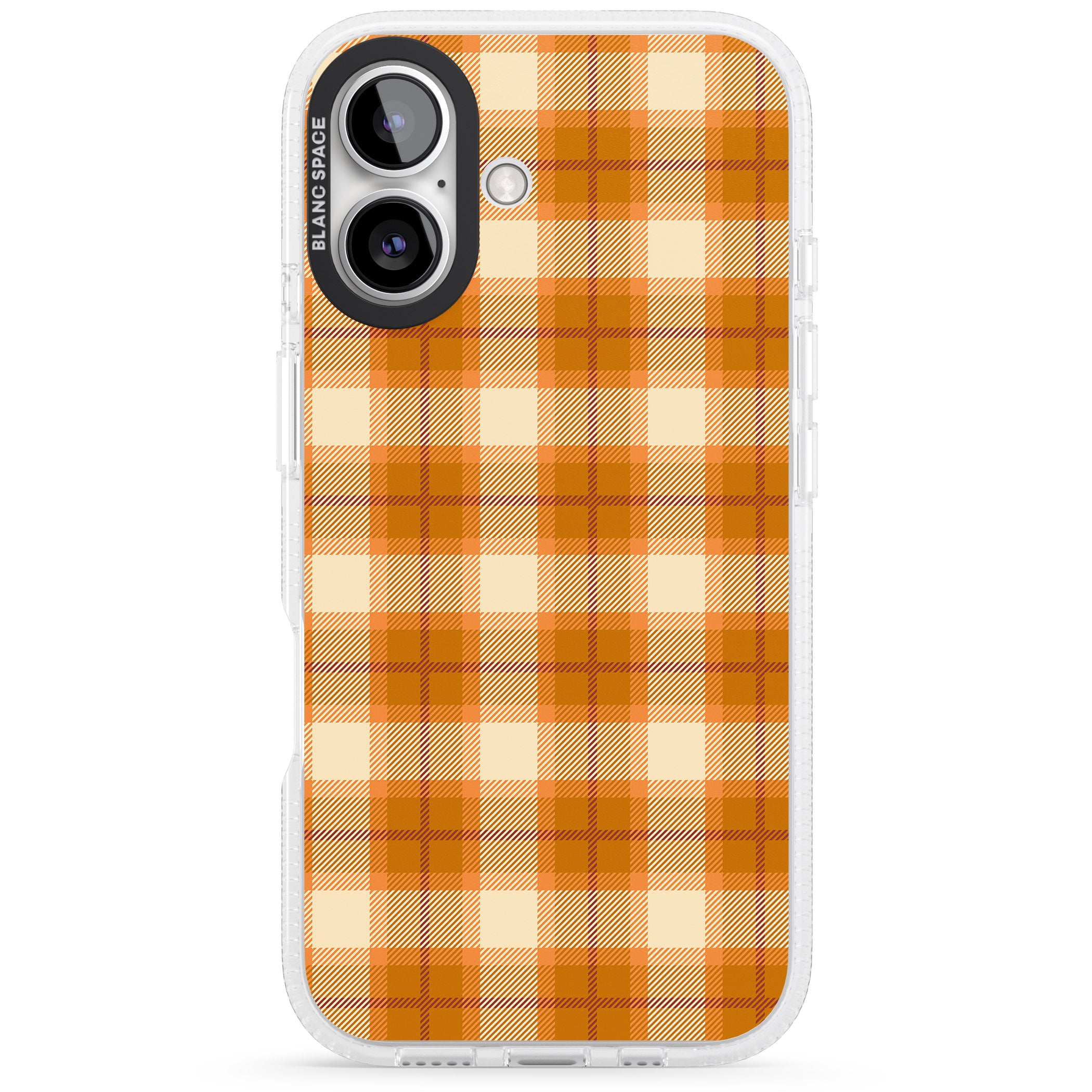 Pumpkin Plaid iPhone 16 / 16 Plus Clear Case Impact Air - Blanc Space