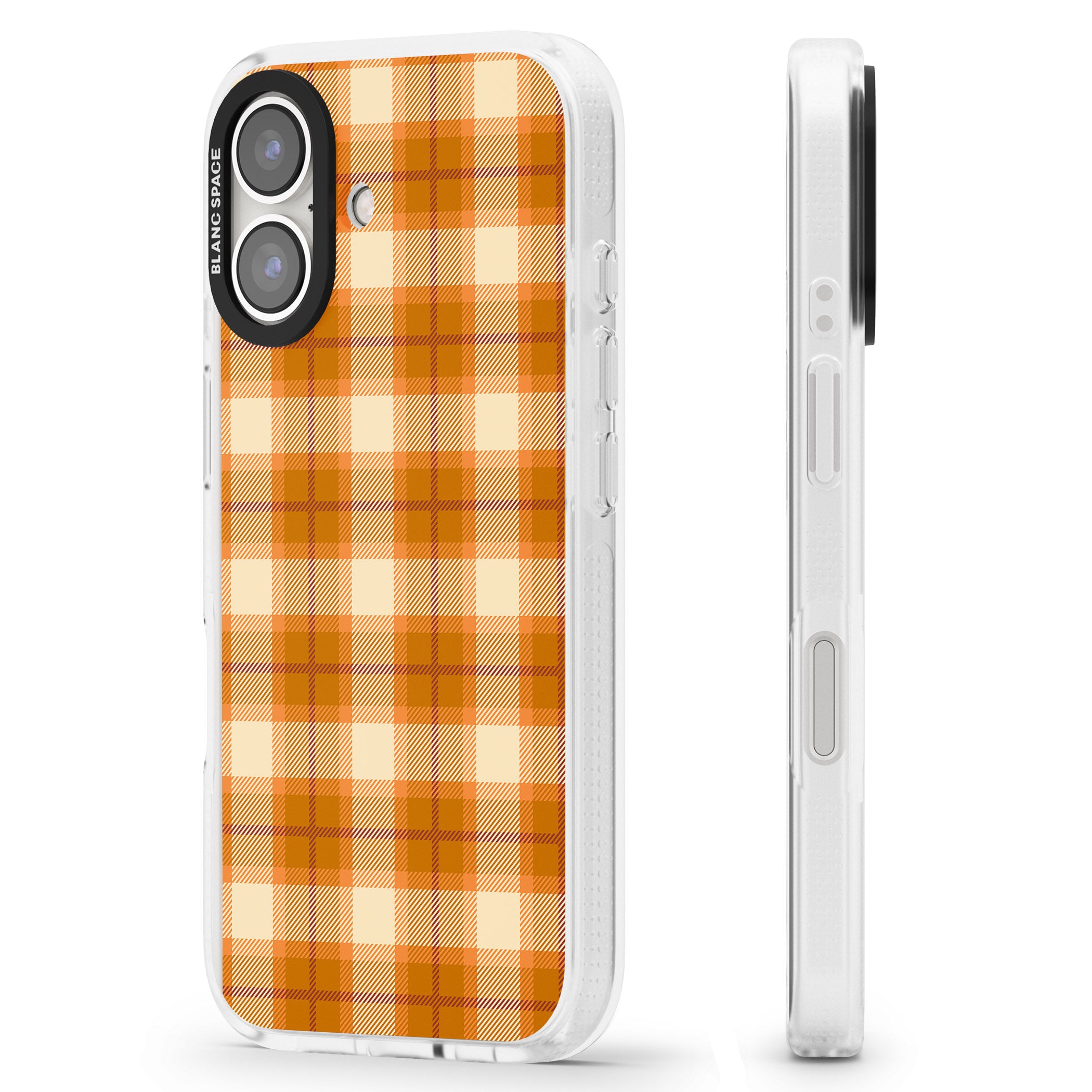 Pumpkin Plaid iPhone 16 / 16 Plus Clear Case Impact Air - Blanc Space