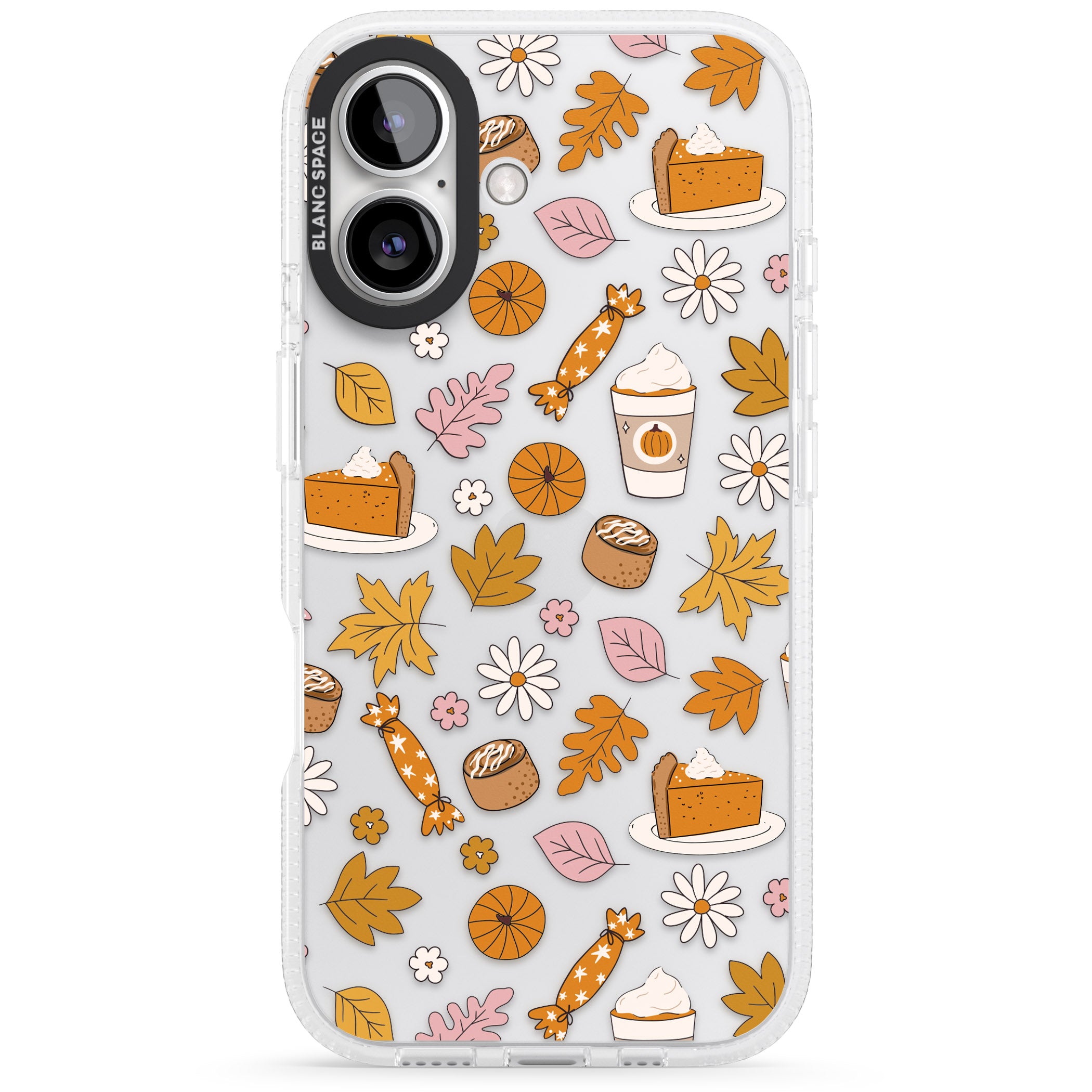 Pumpkin Spice iPhone 16 / 16 Plus Clear Case Impact Air - Blanc Space