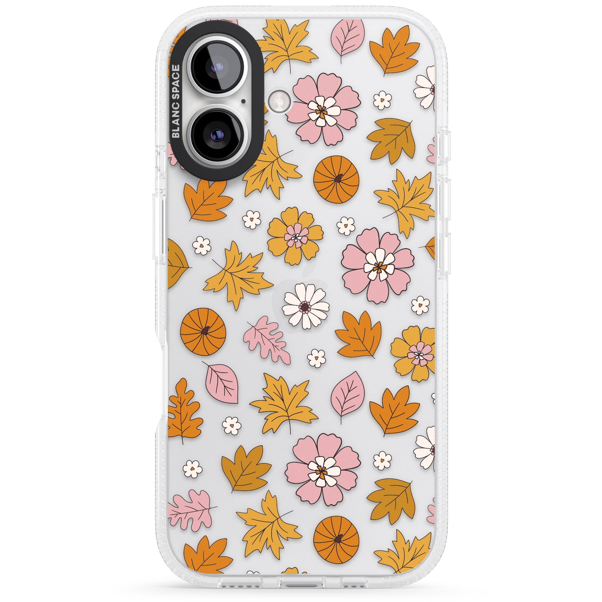 Autumn Leaves and Flowers iPhone 16 / 16 Plus Clear Case Impact Air - Blanc Space