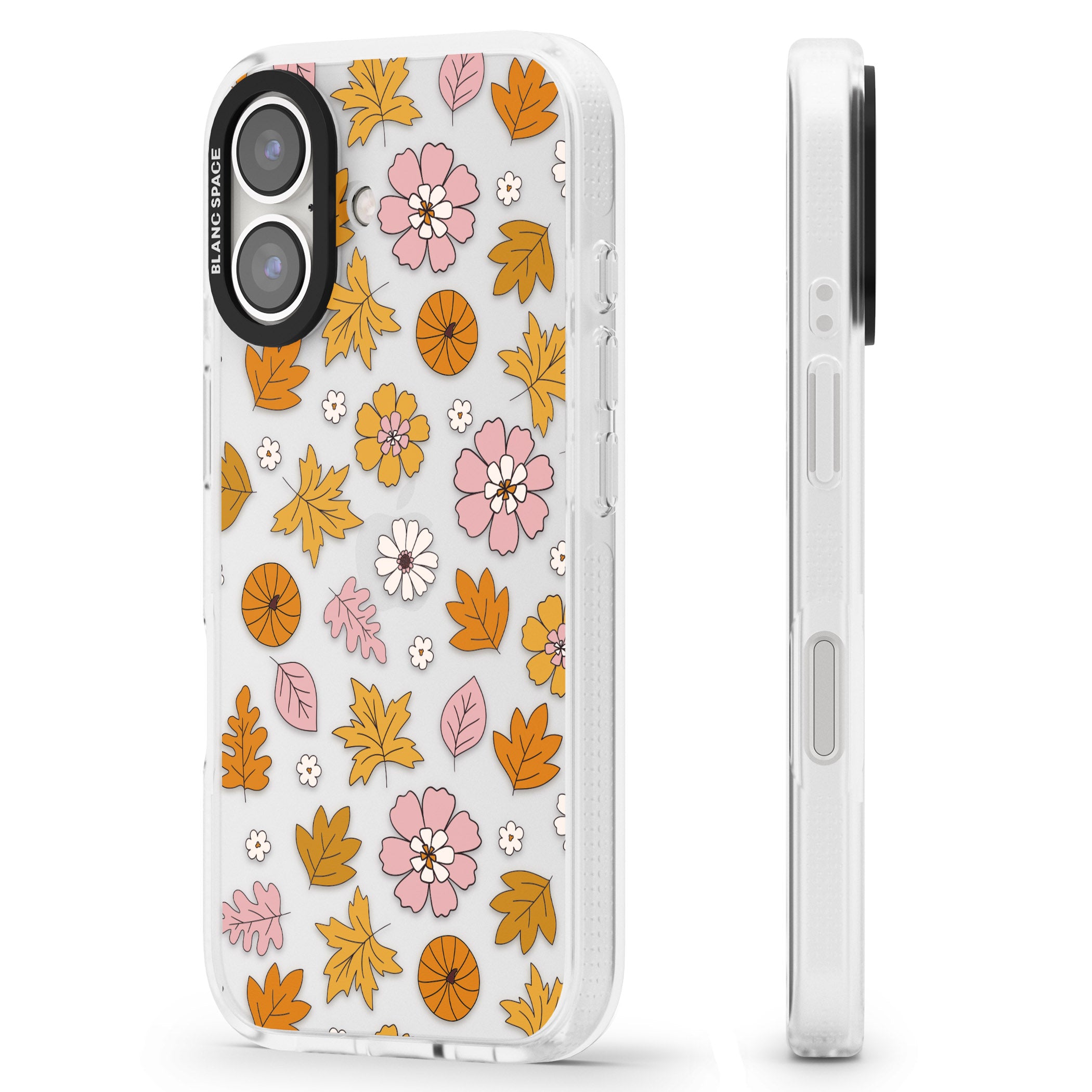 Autumn Leaves and Flowers iPhone 16 / 16 Plus Clear Case Impact Air - Blanc Space